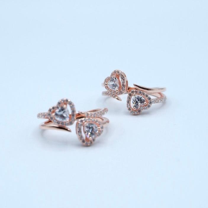 Double heart ring (argento rosè)