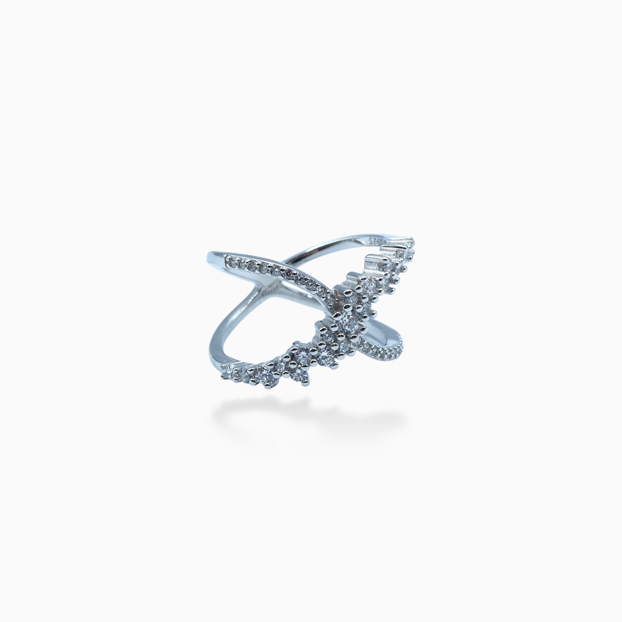 Anello incrocio (argento bianco)