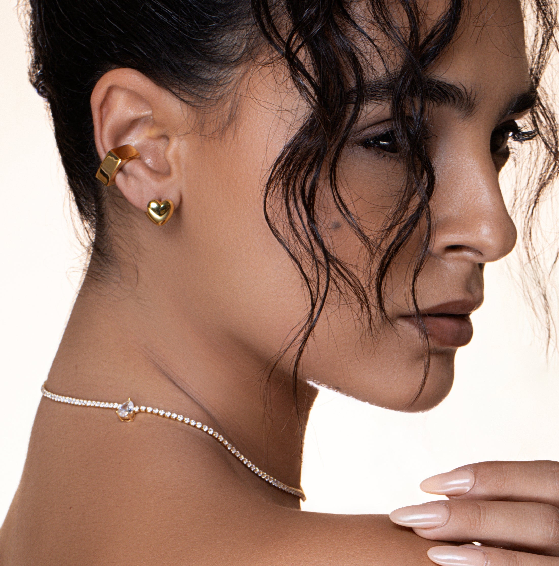 Heart earrings bold (argento giallo)