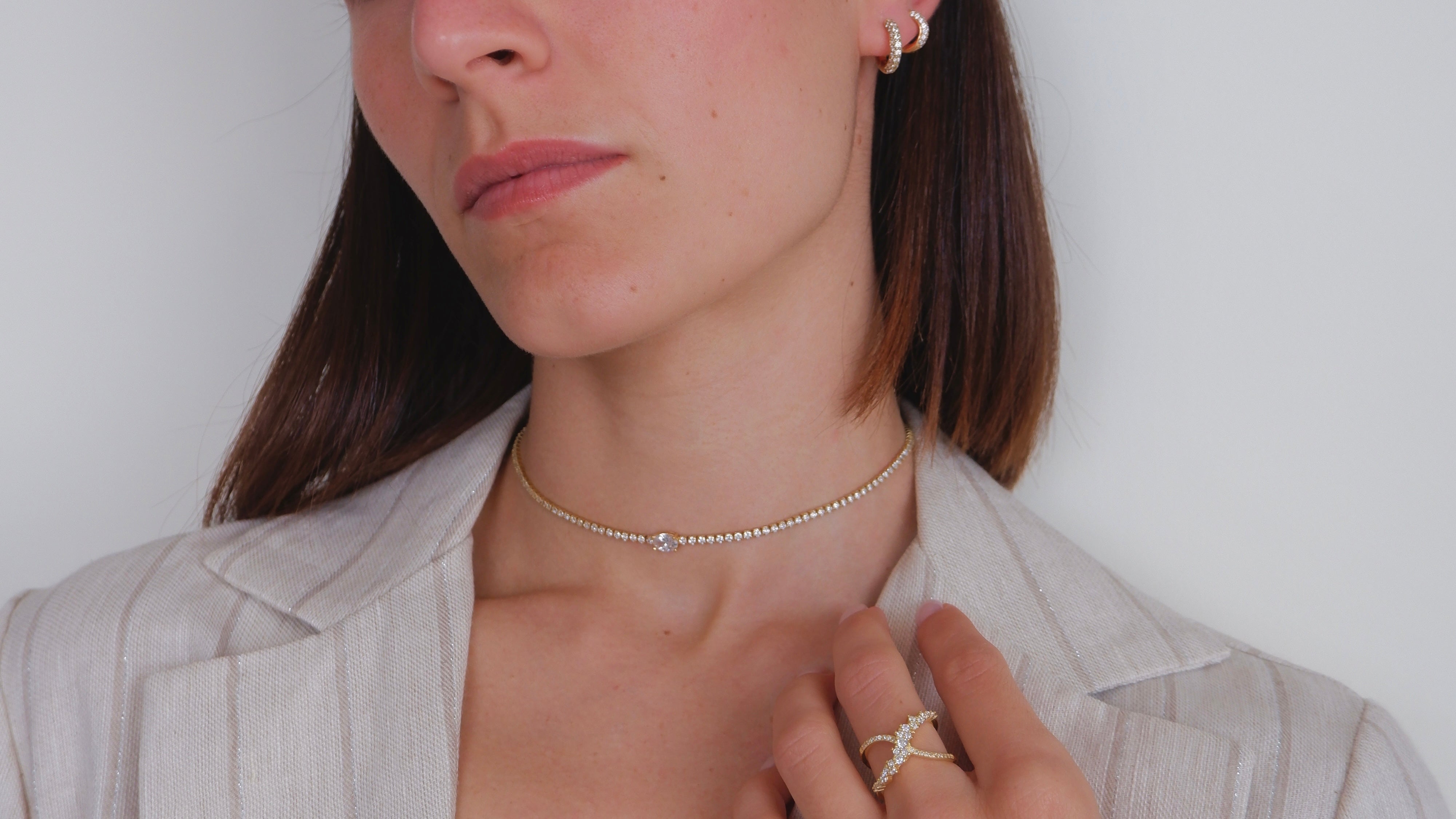 Collana tennis ovale (argento giallo)