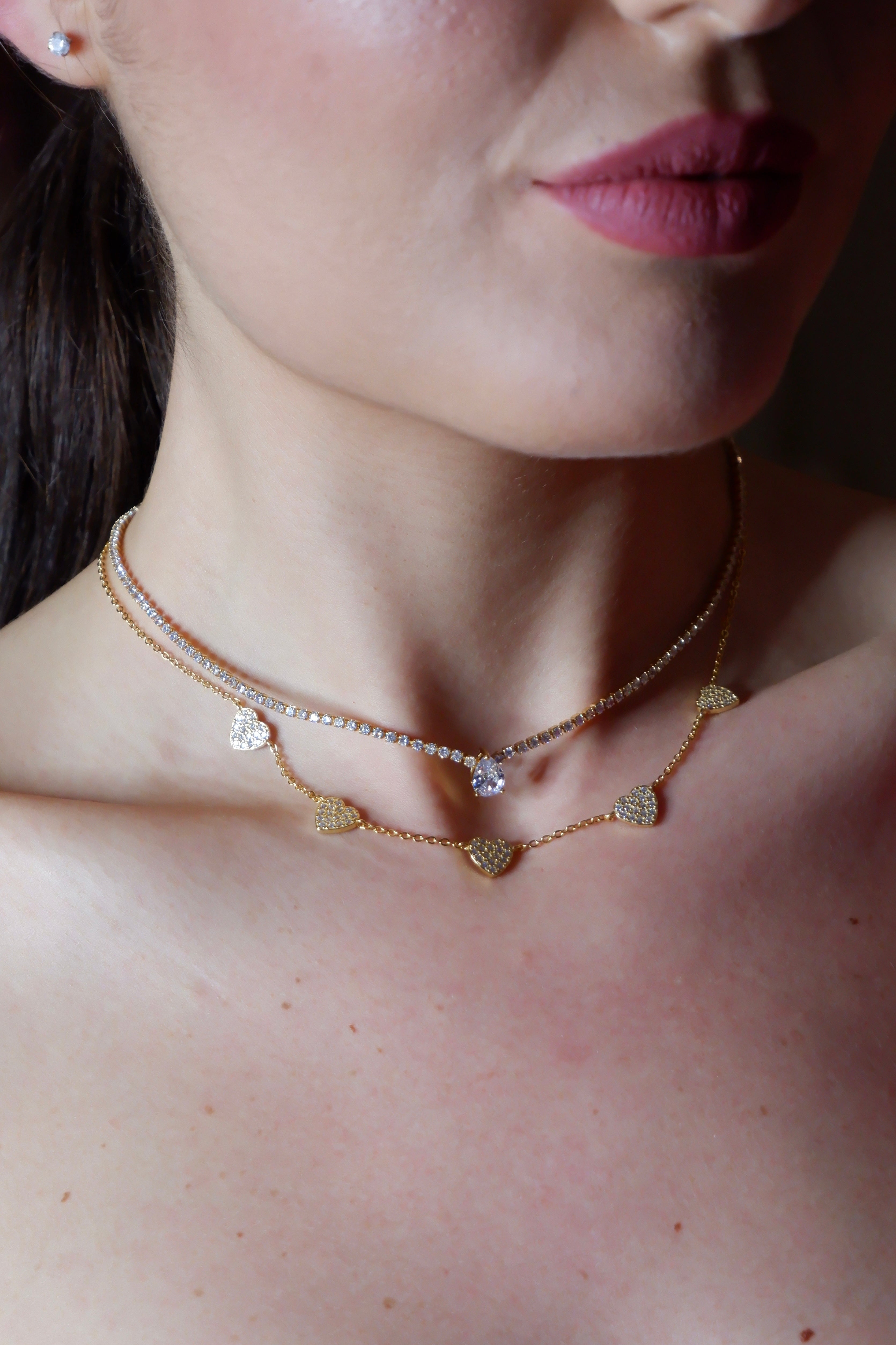 Full heart necklace (argento giallo)