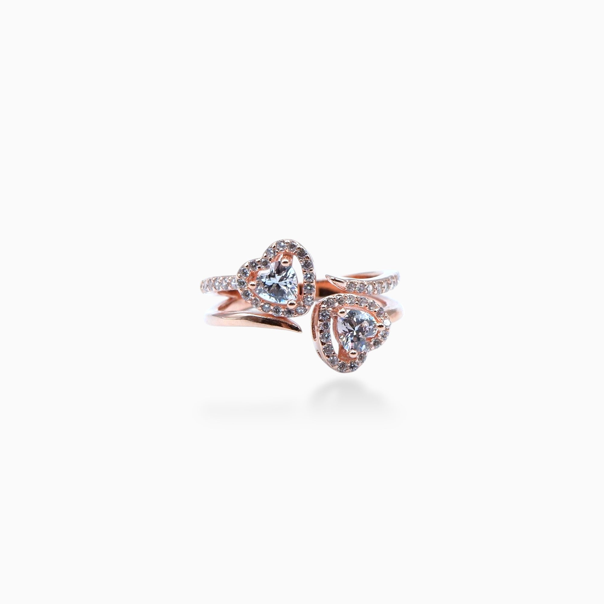 Double heart ring (argento rosè)
