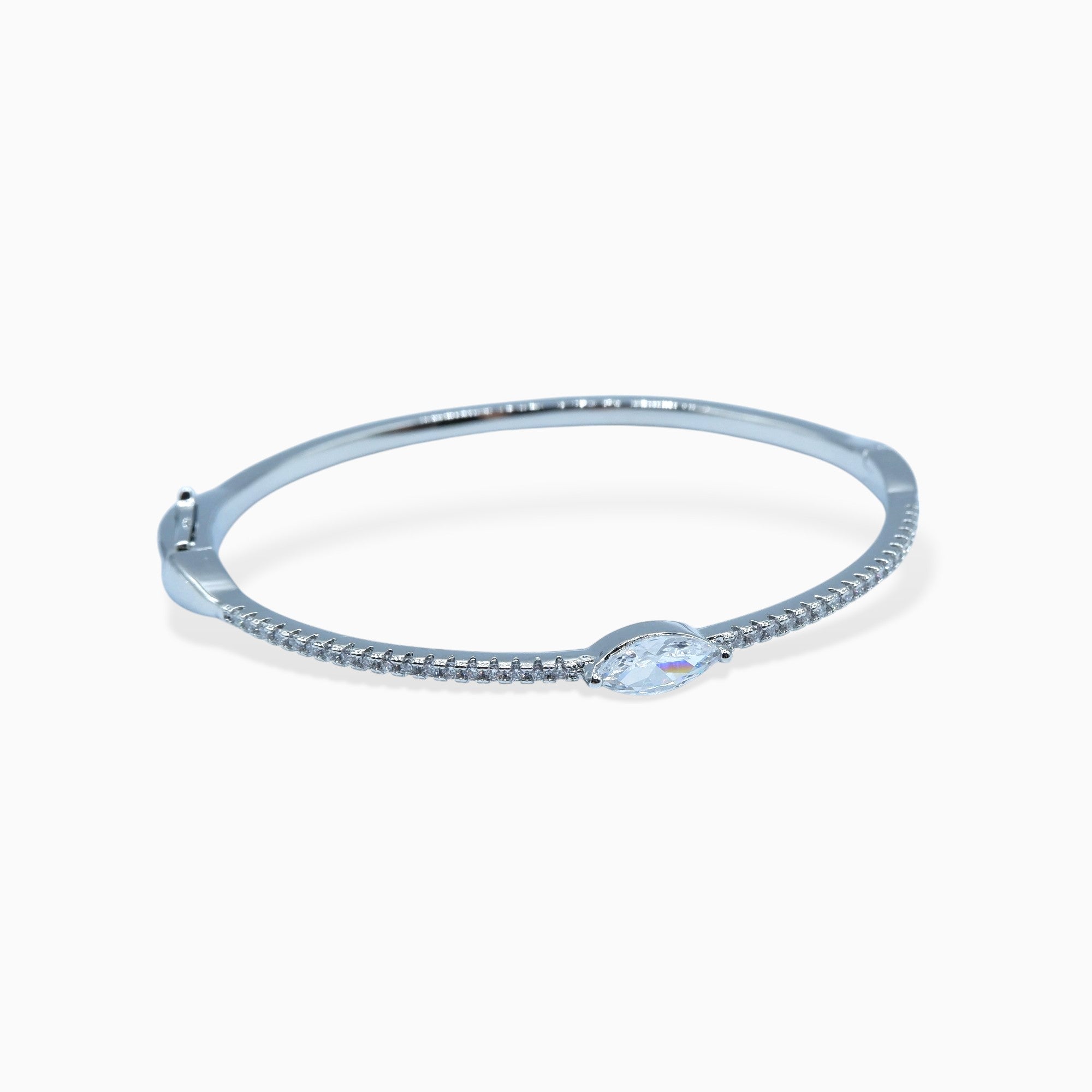 Bracciale rigido ovale (argento bianco)
