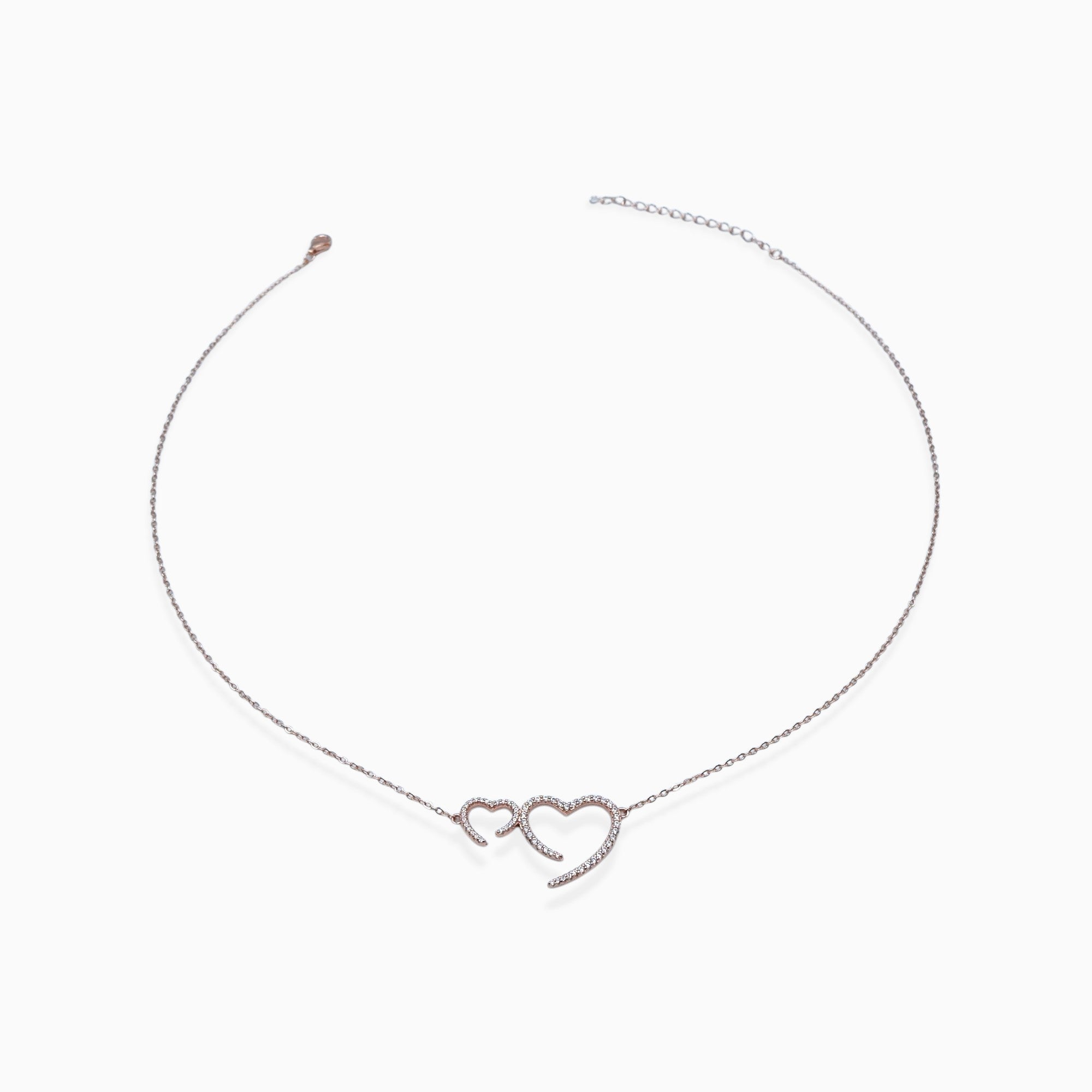 Collana Double Heart (argento rosè)
