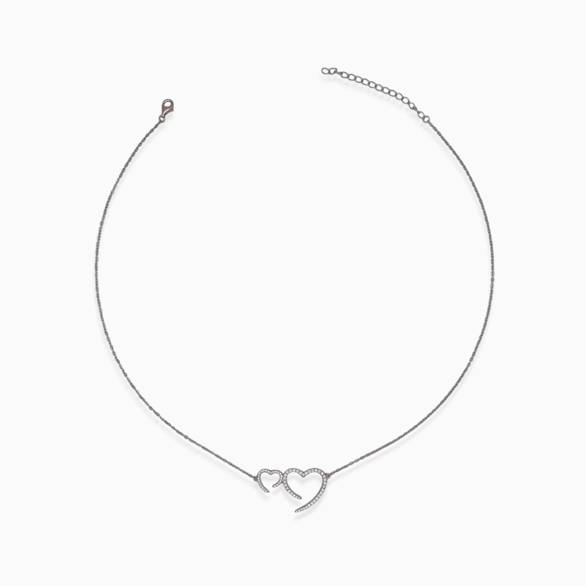 Collana Double Heart (argento rosè)