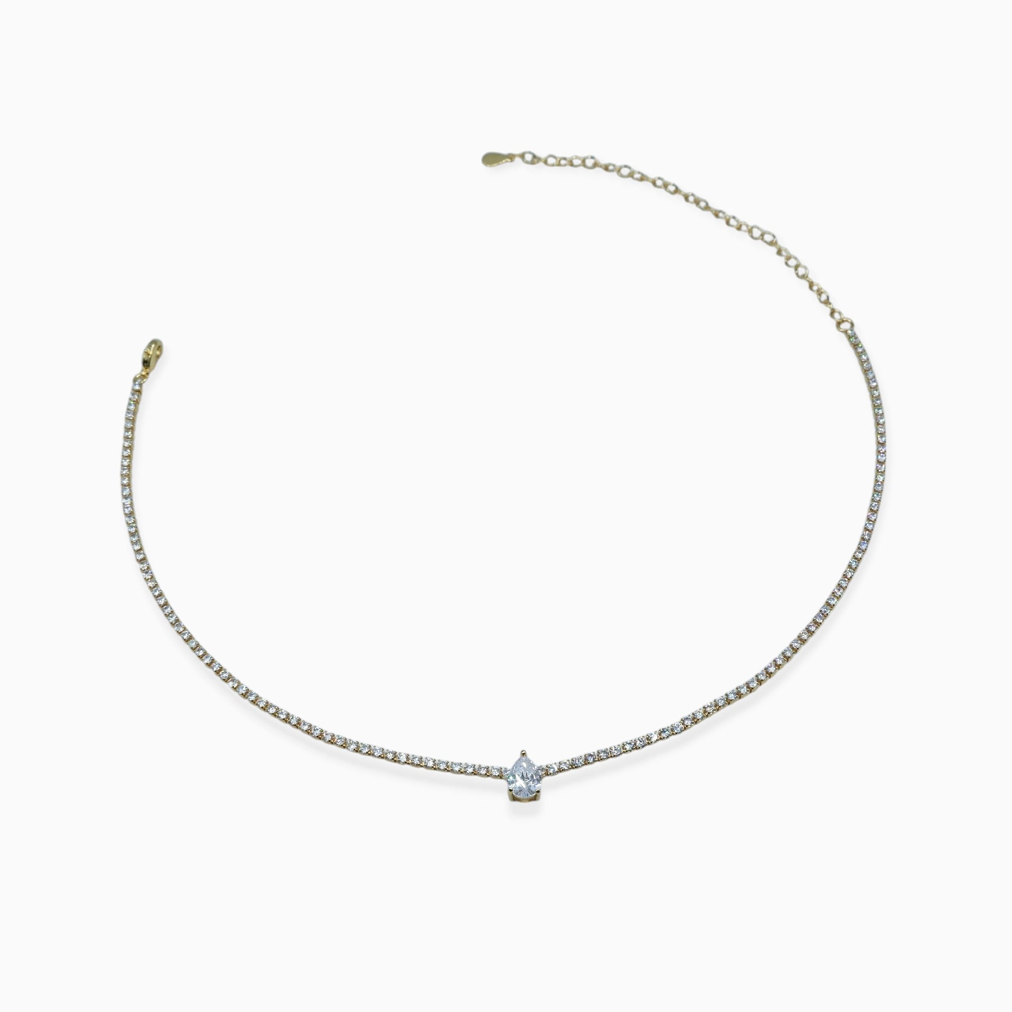 Collana tennis goccia (argento giallo)