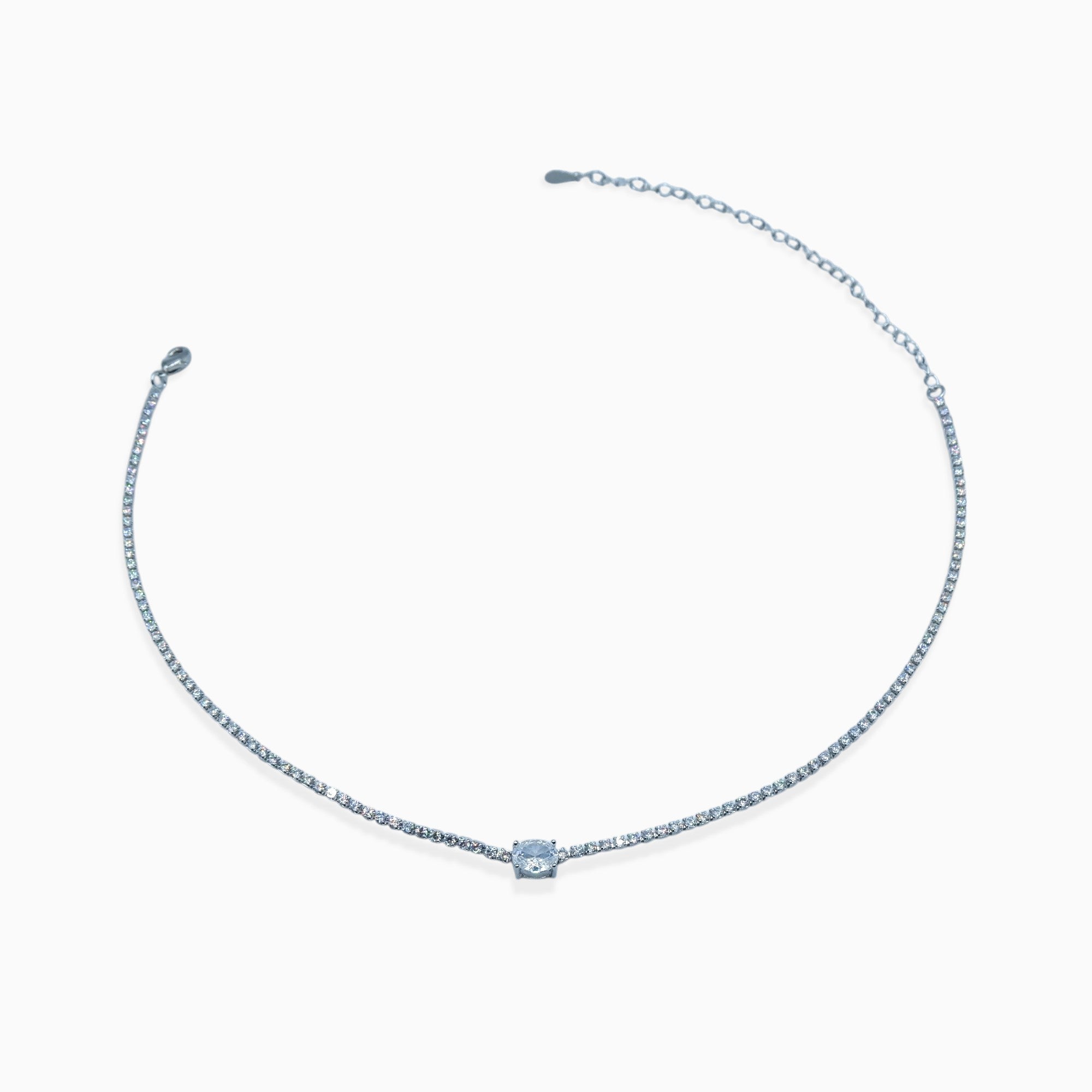 Collana tennis ovale (argento bianco)