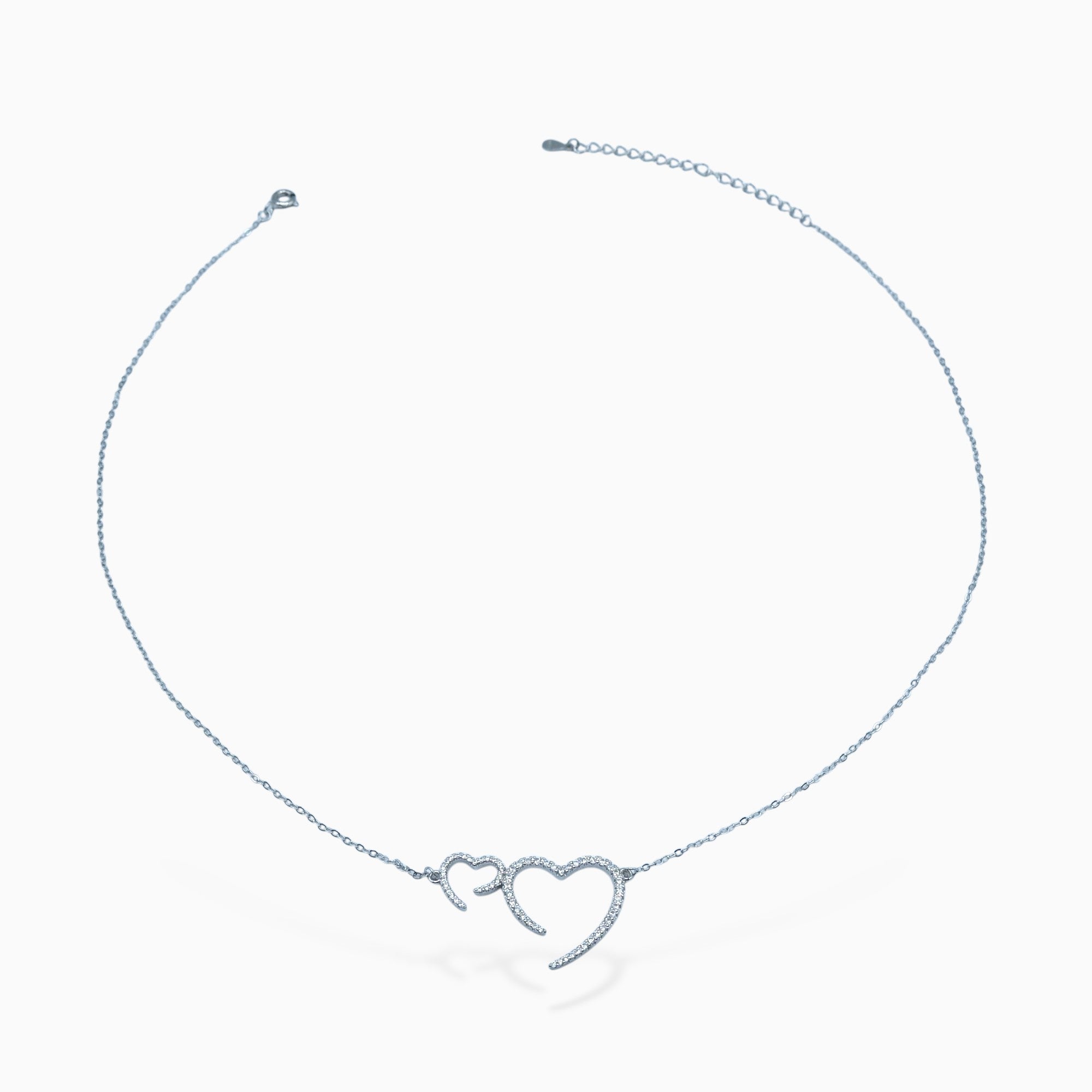 Collana Double Heart (argento bianco)