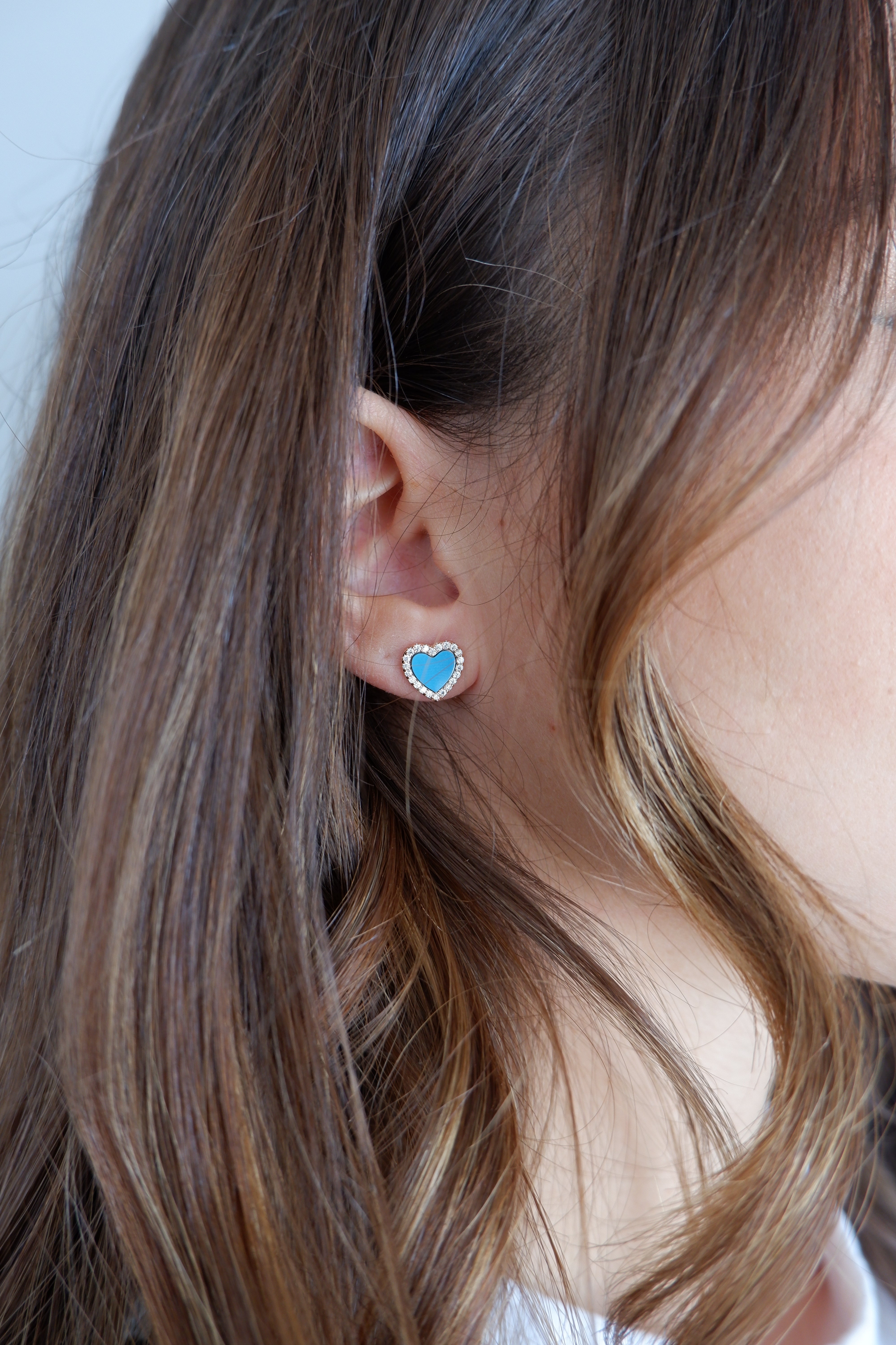 Heart earrings blue (argento rosè)