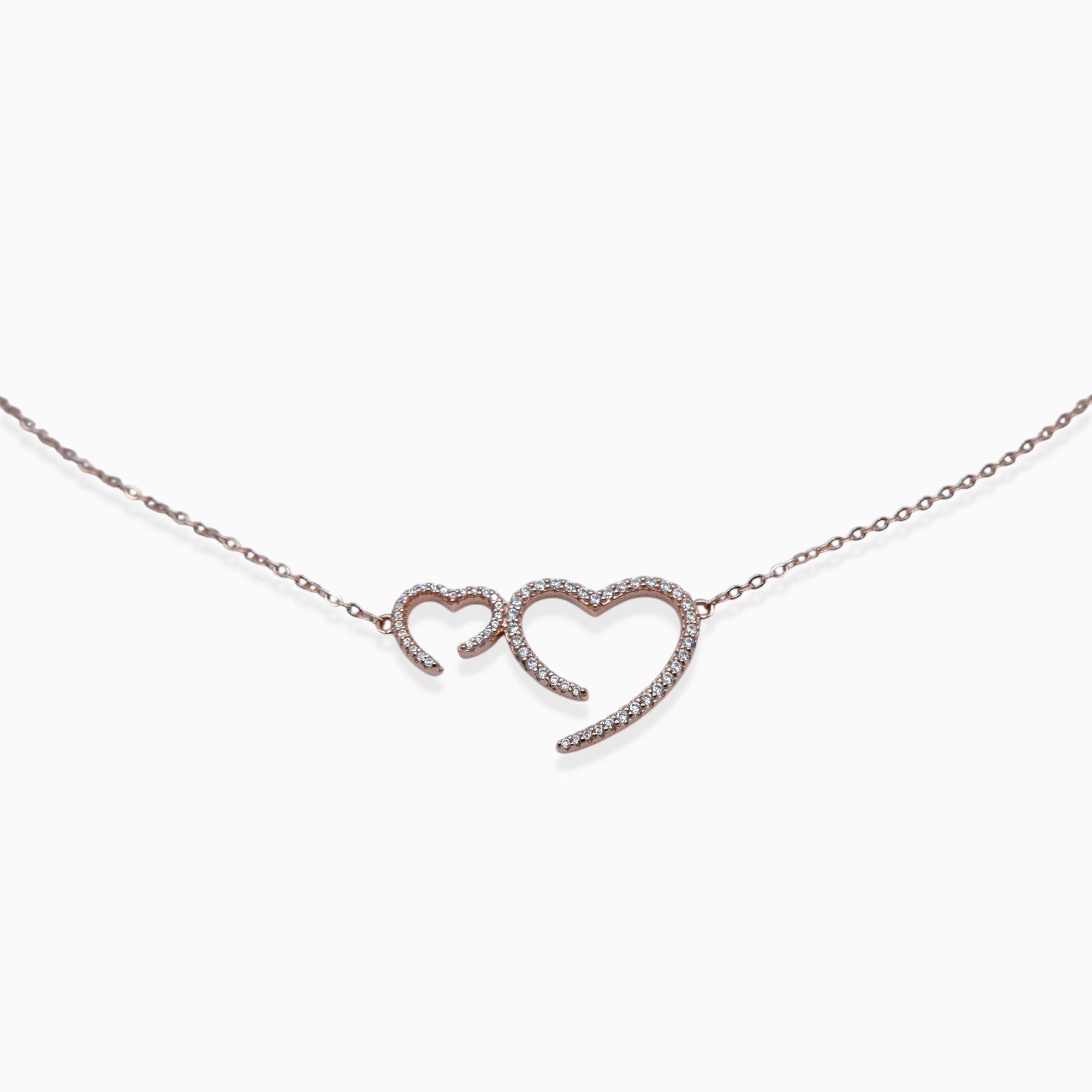 Collana Double Heart (argento rosè)