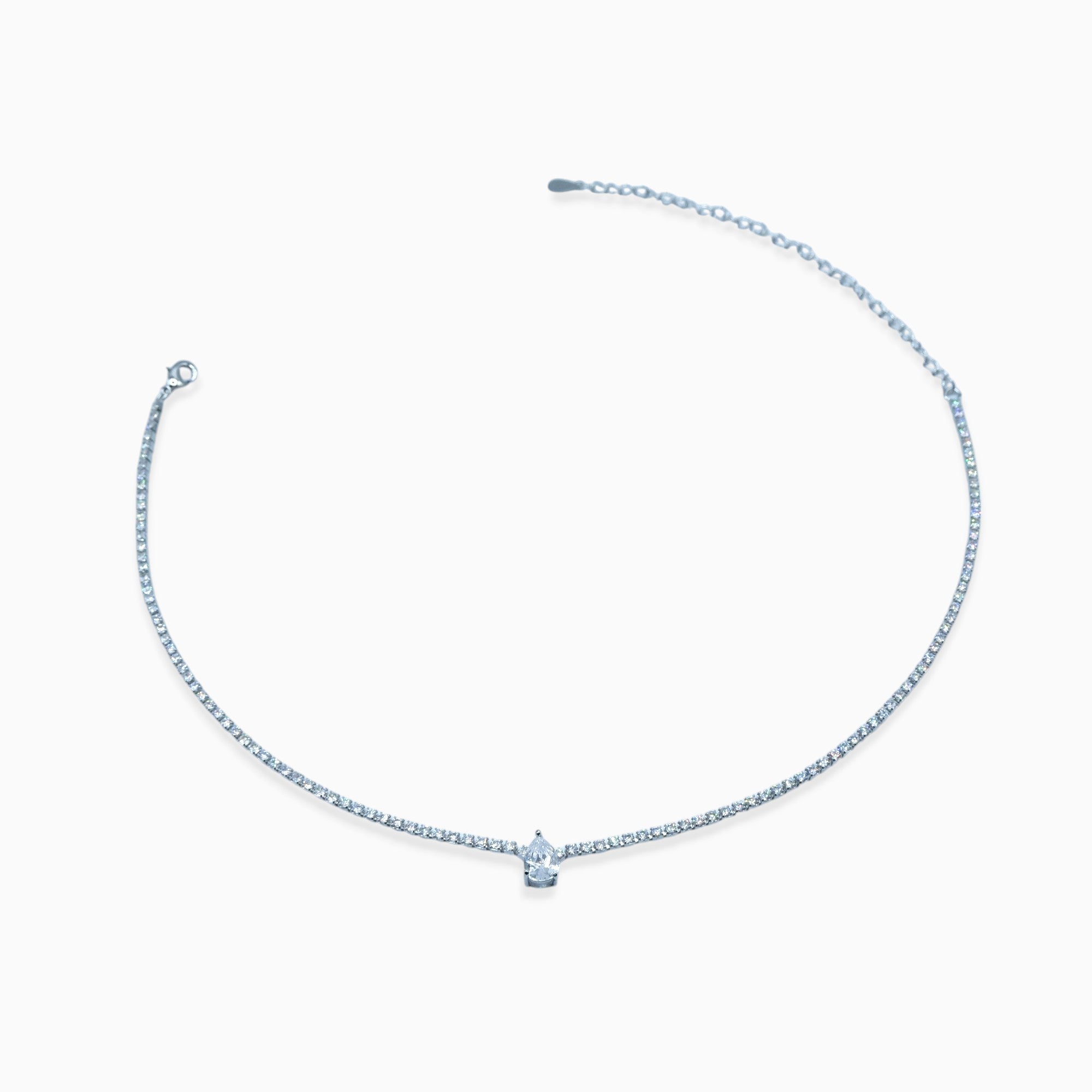 Collana tennis goccia (argento bianco)