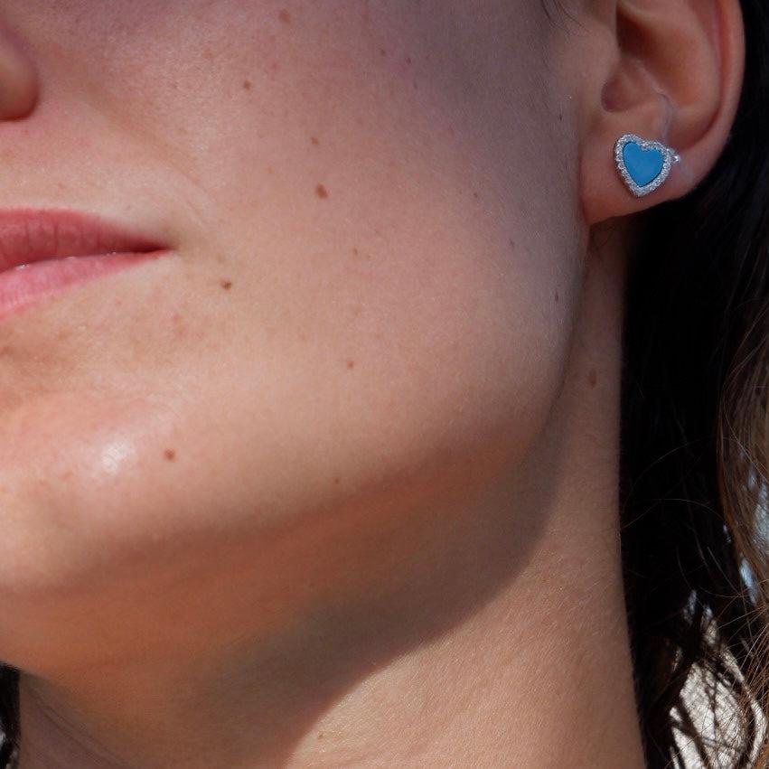 Heart earrings blue (argento bianco)