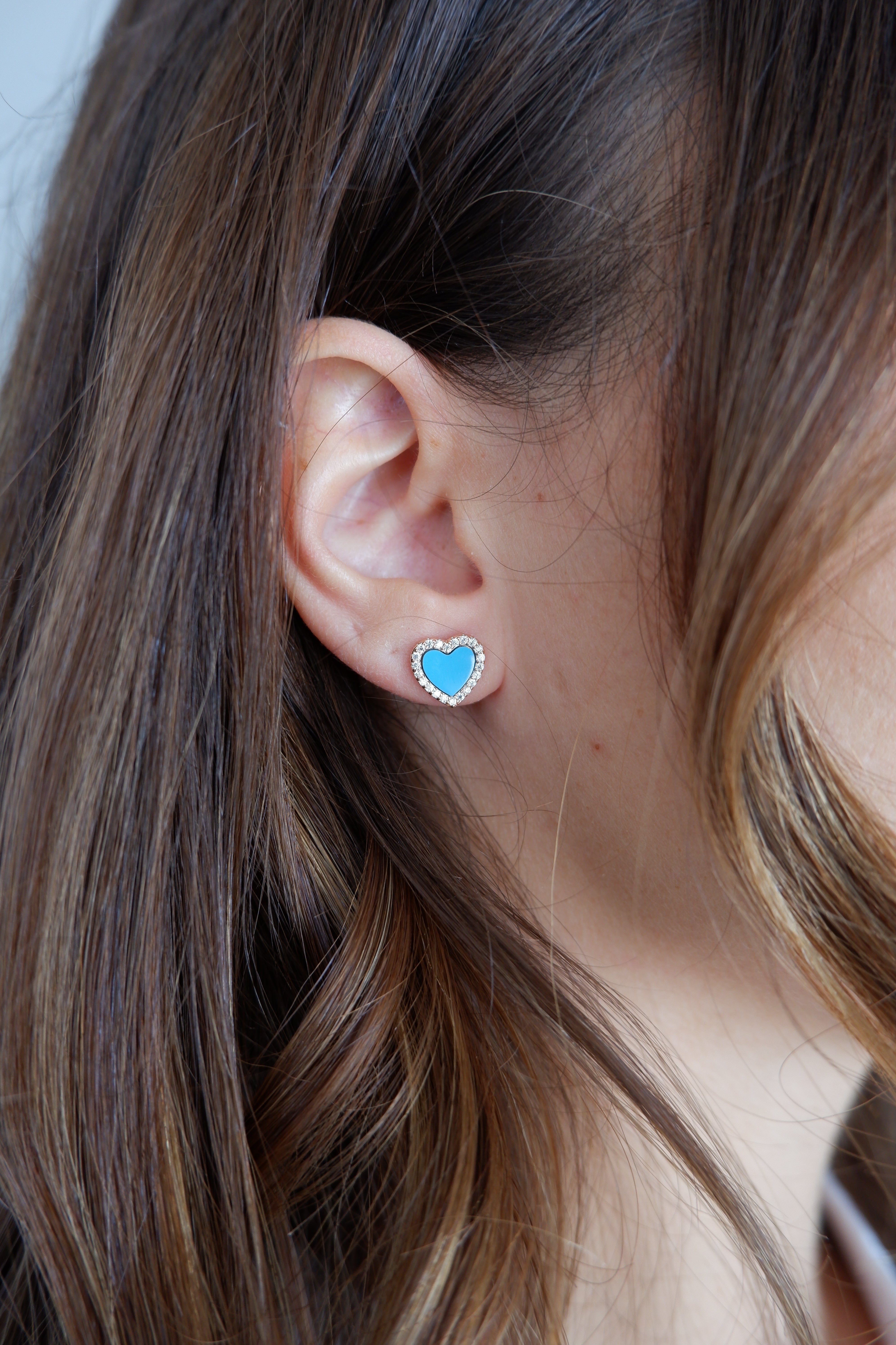 Heart earrings blue (argento bianco)