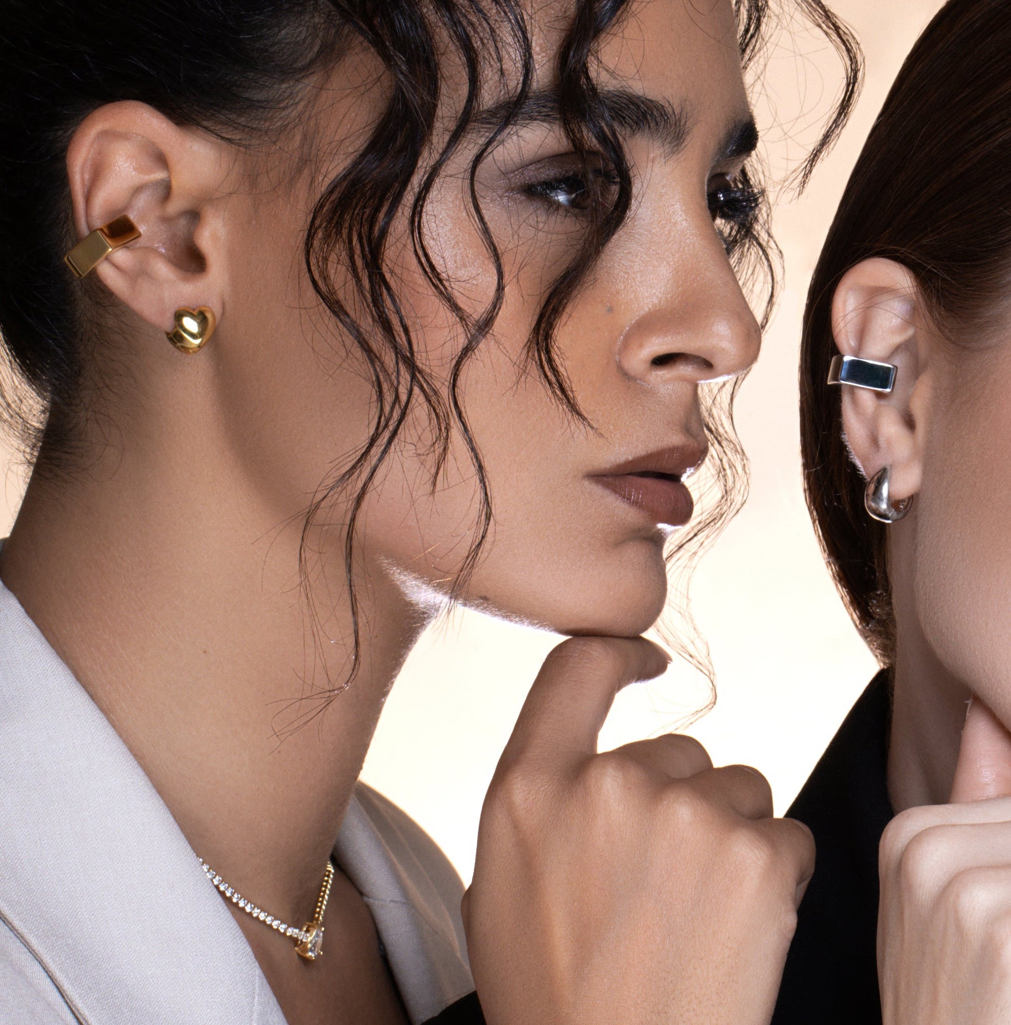 Earcuff cube (argento giallo)