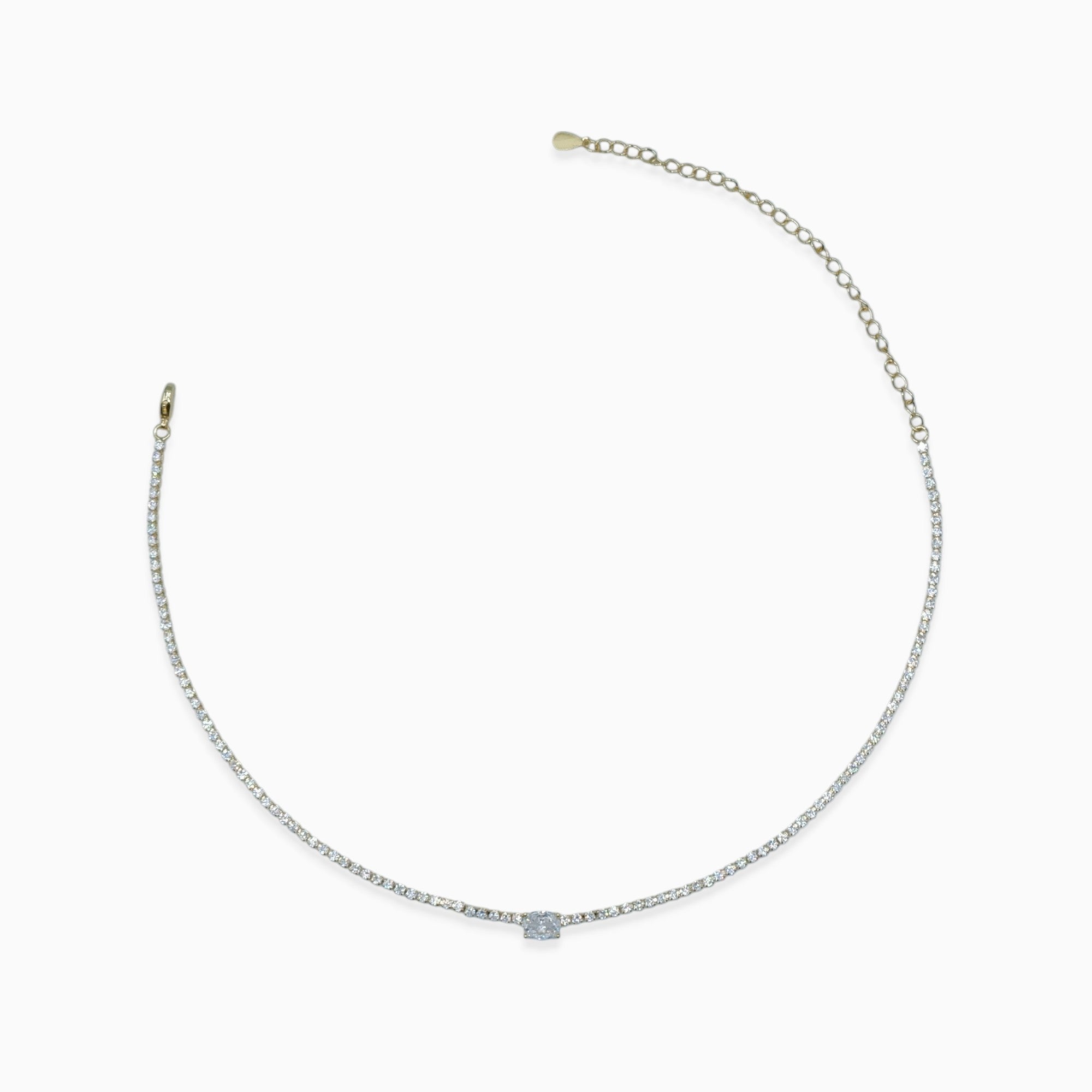 Collana tennis ovale (argento giallo)