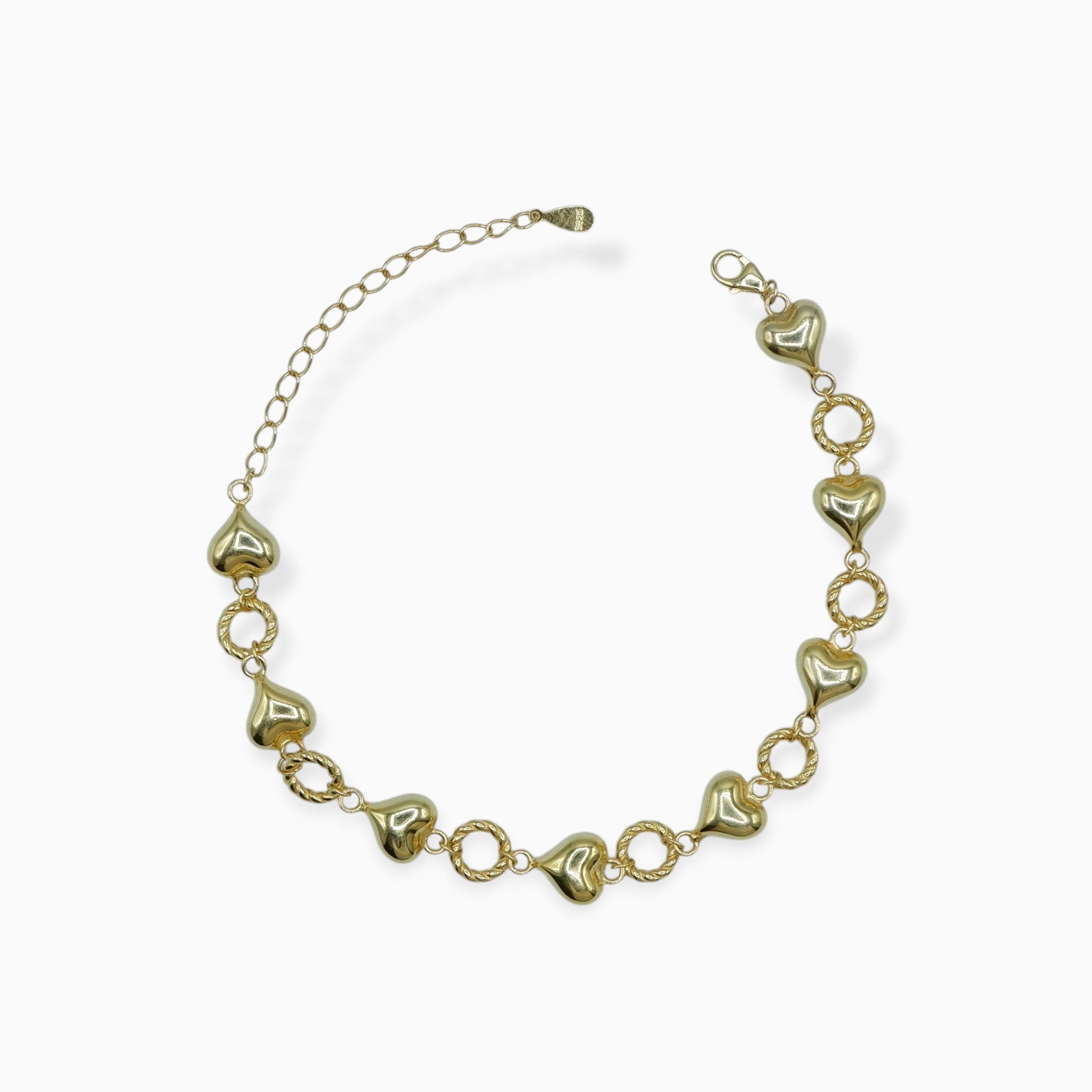 Heart bracelet bold (argento giallo)