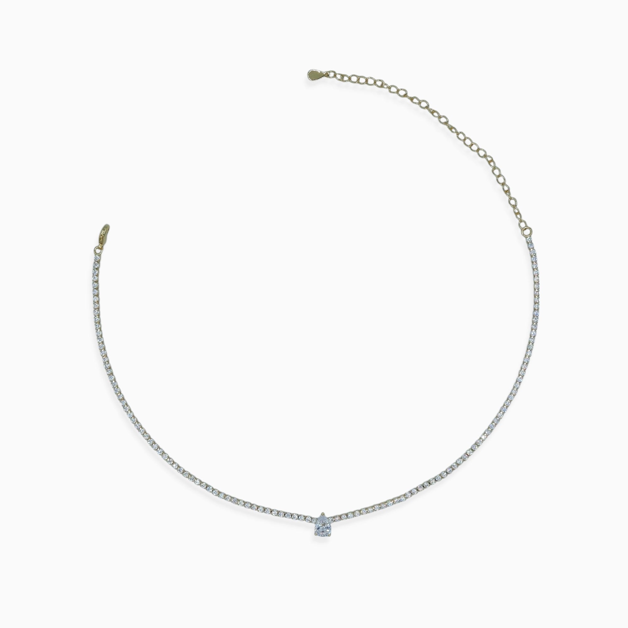 Collana tennis goccia (argento giallo)
