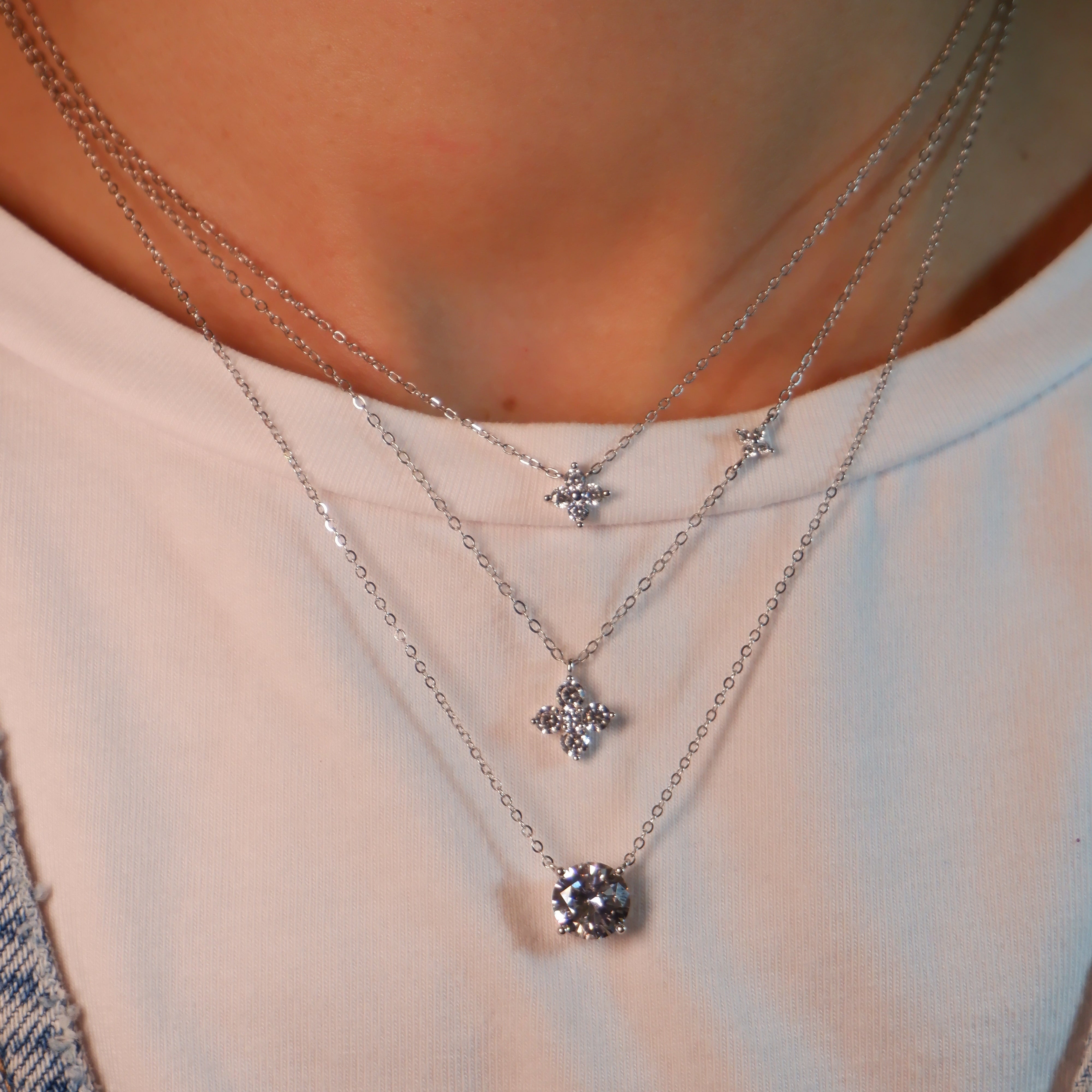 Collana punto luce 2 ct (argento bianco)