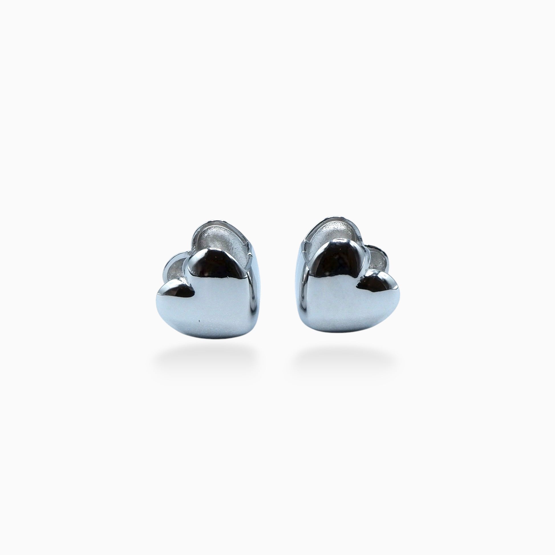 Heart earrings bold (argento bianco)