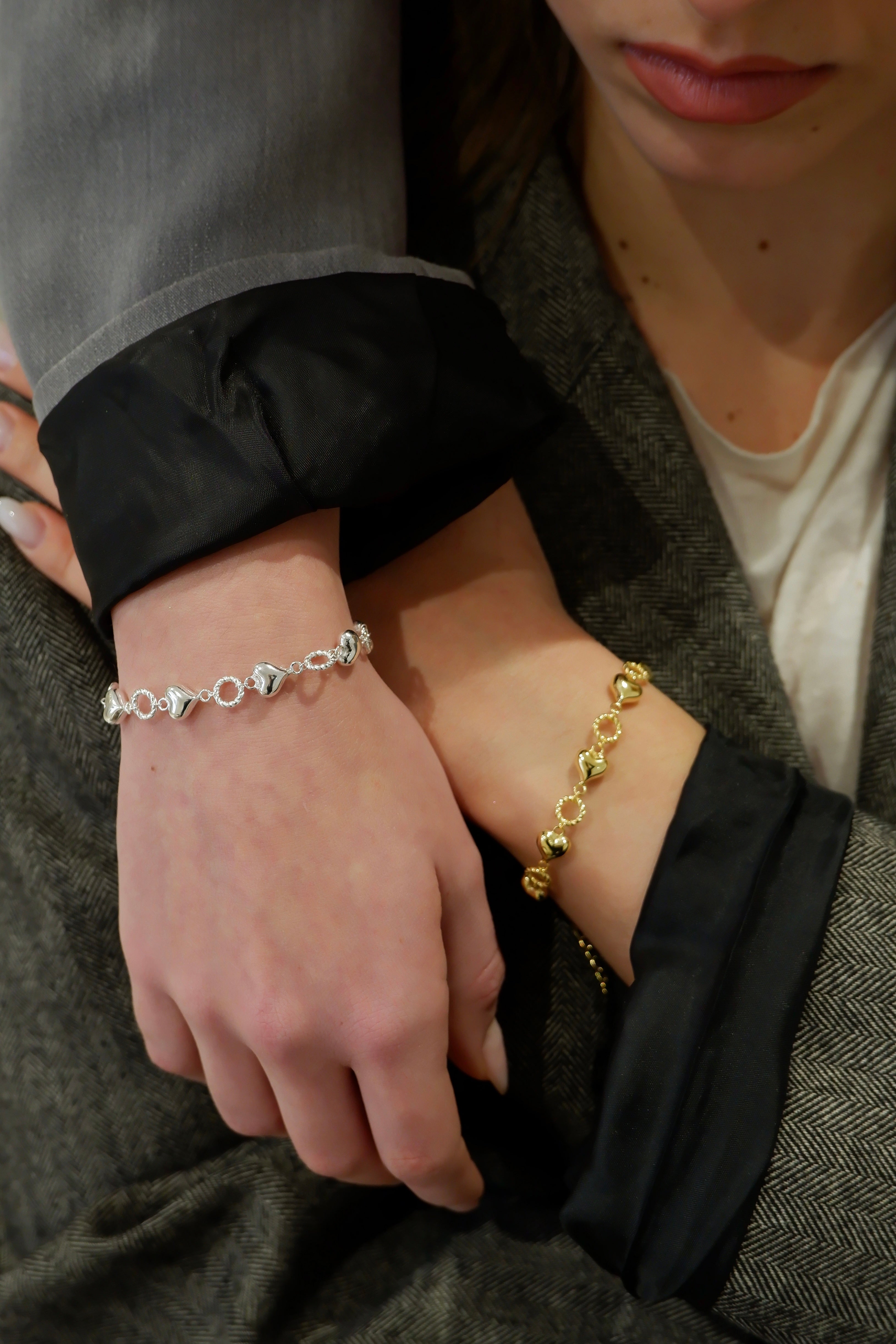 Heart bracelet bold (argento bianco)