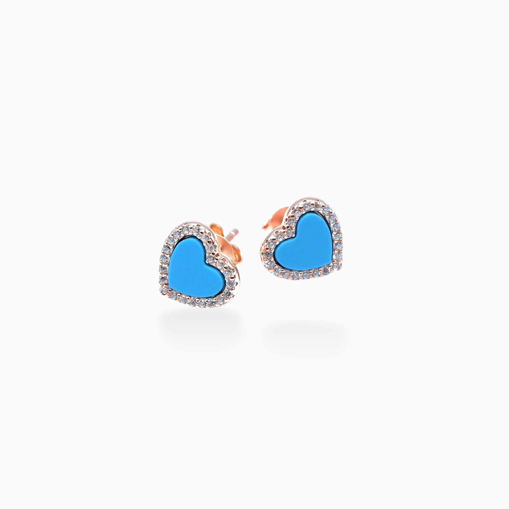 Heart earrings blue (argento rosè)