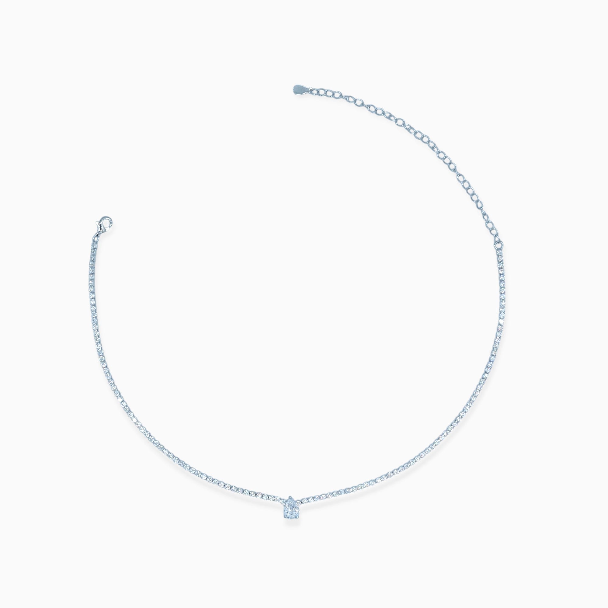 Collana tennis goccia (argento bianco)
