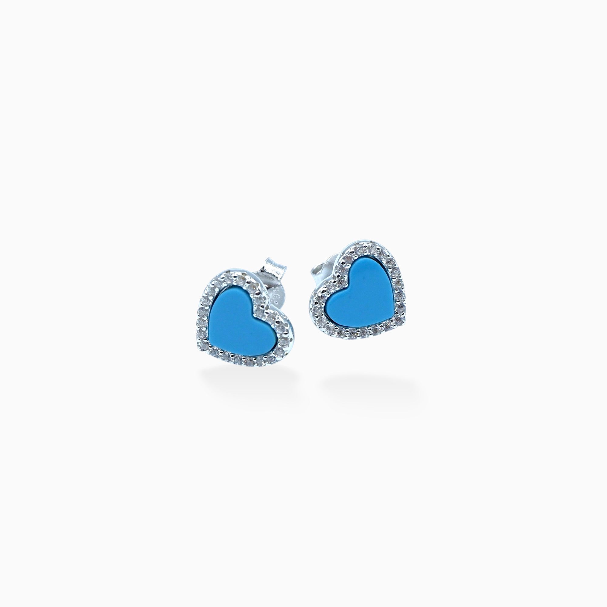 Heart earrings blue (argento bianco)