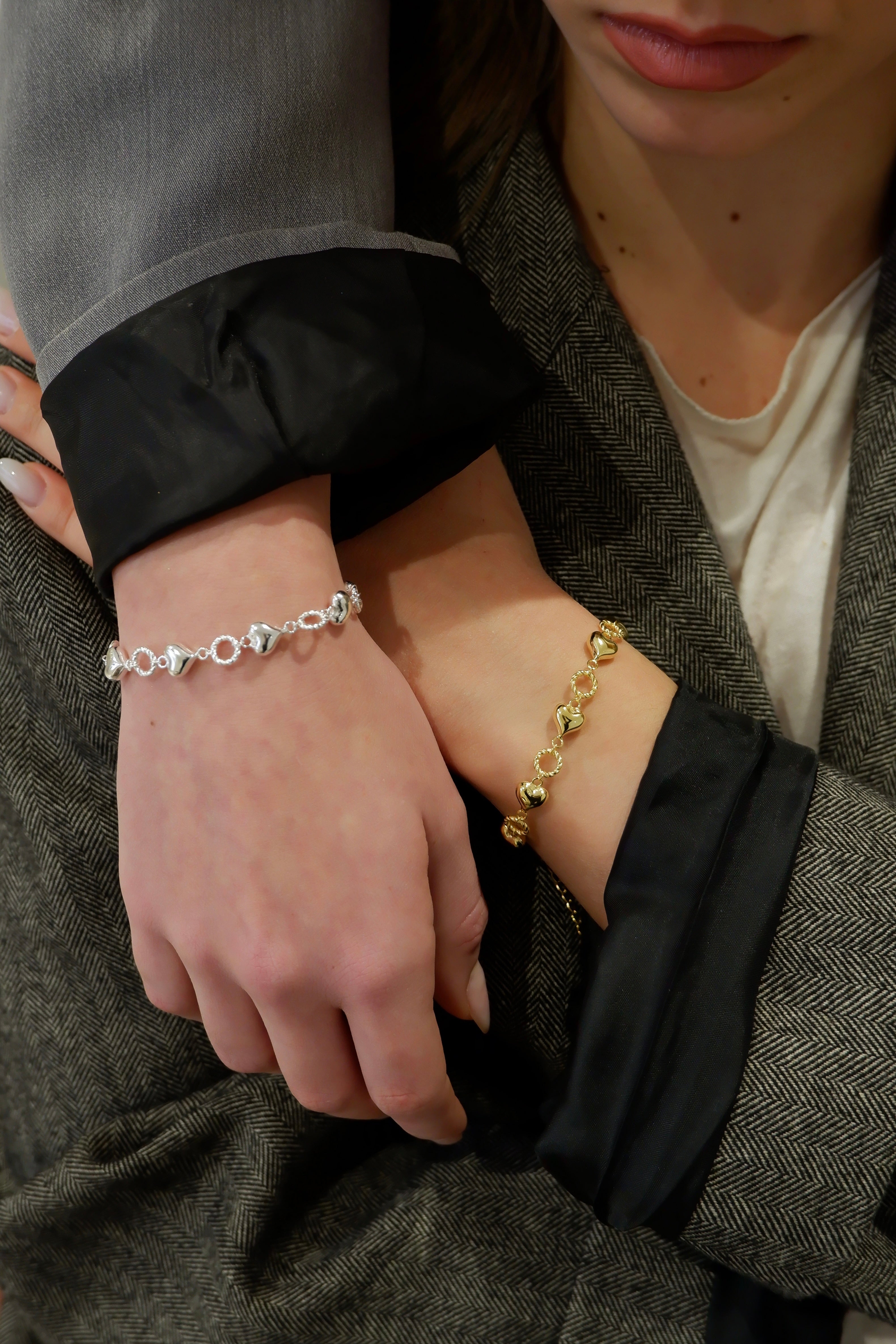 Heart bracelet bold (argento giallo)