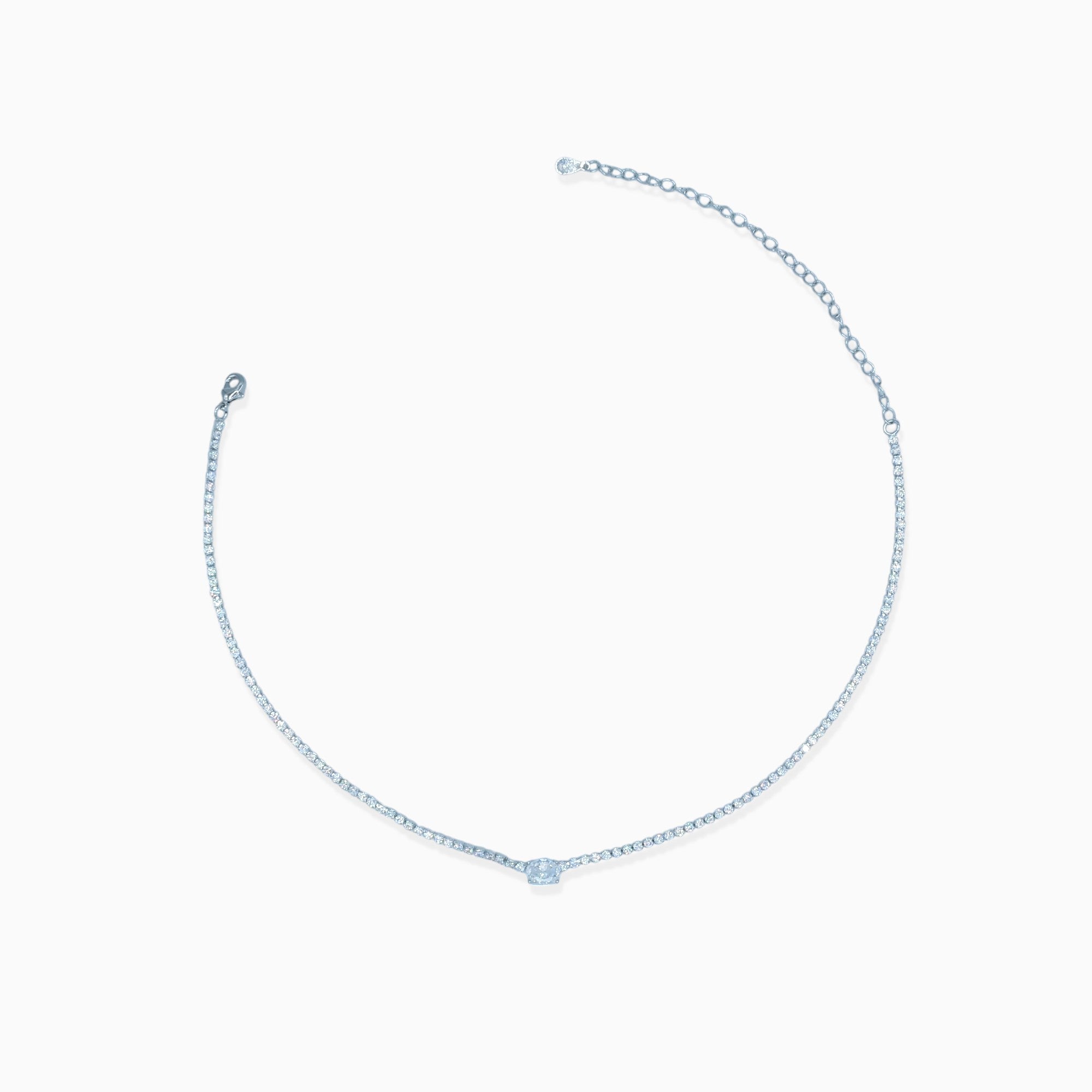 Collana tennis ovale (argento bianco)