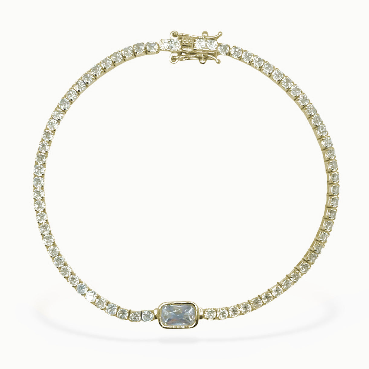 Bracciale tennis rettangolo (argento giallo)