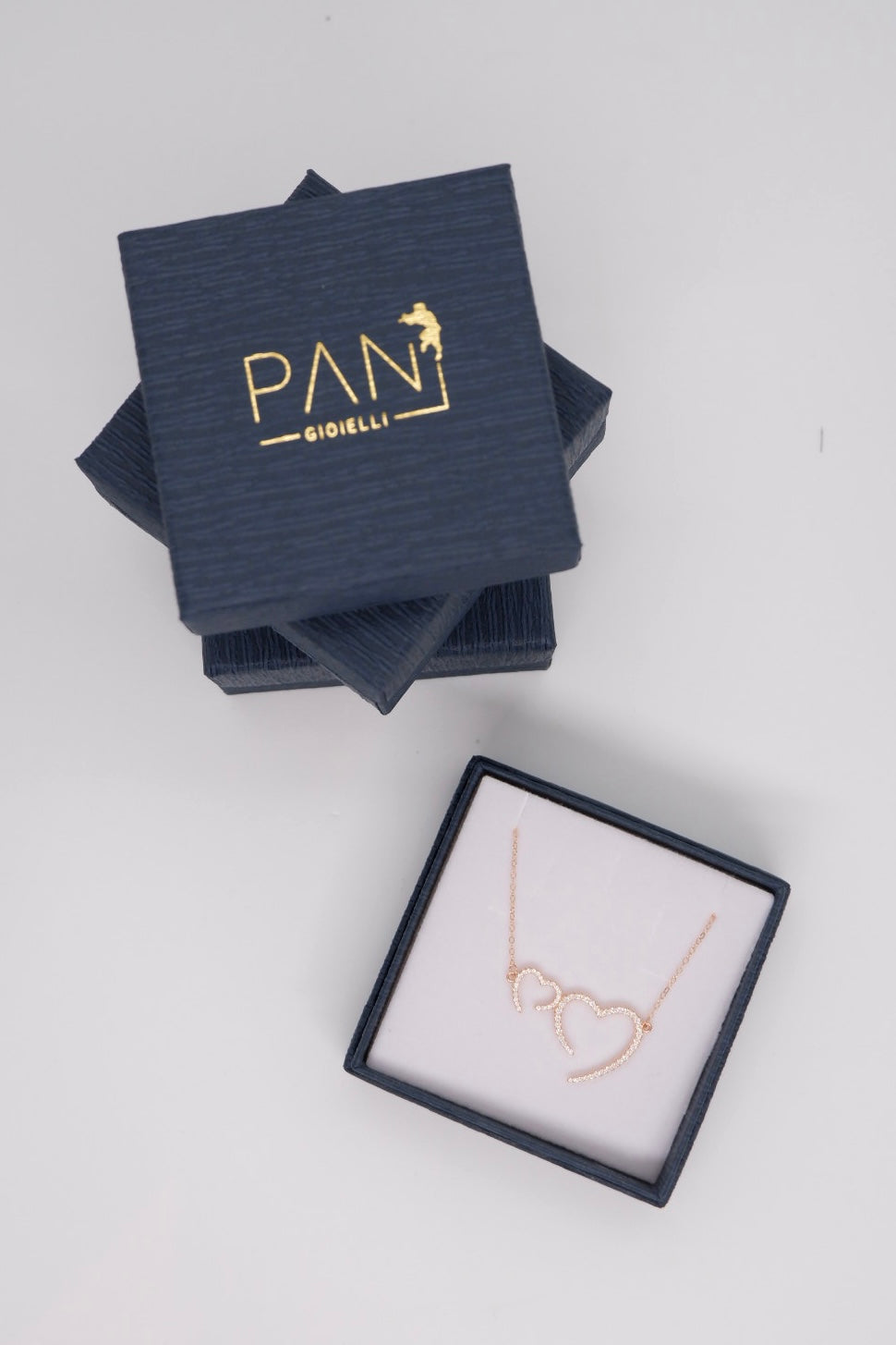 Collana Double Heart (argento rosè)