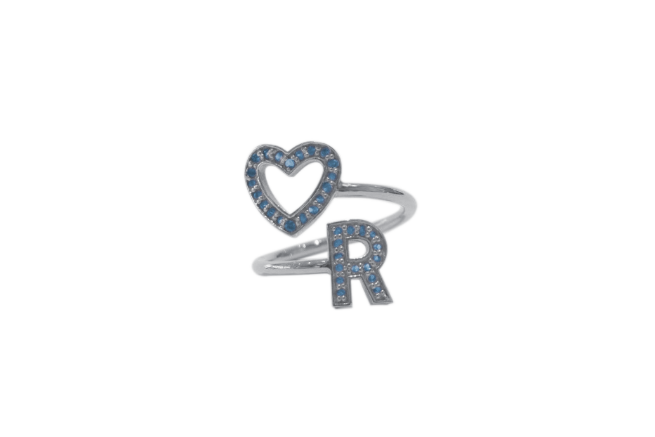Anello Open Heart Silver 1B BLUE R