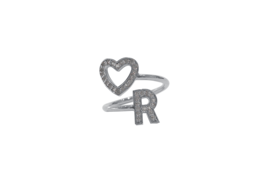 Anello Open Heart Silver 1B WHITE R