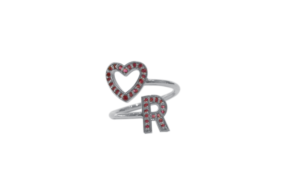 Anello Open Heart Silver 1B RED R