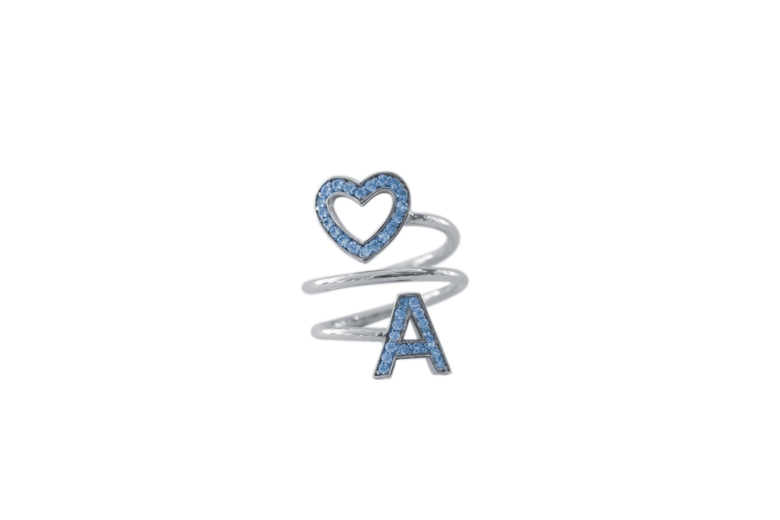 Anello Open Heart Silver 2B BLUE A