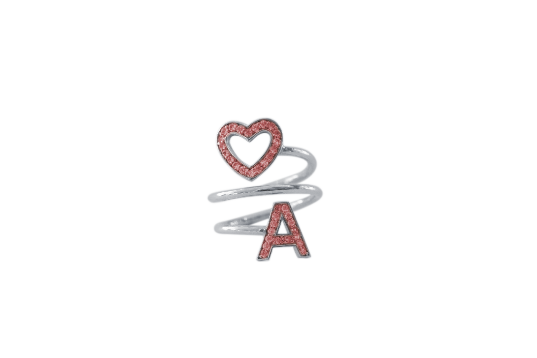 Anello Open Heart Silver 2B RED A