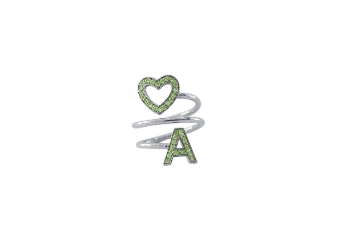 Anello Open Heart Silver 2B GREEN A