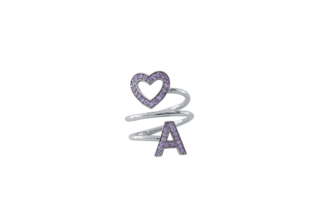 Anello Open Heart Silver 2B PURPLE A