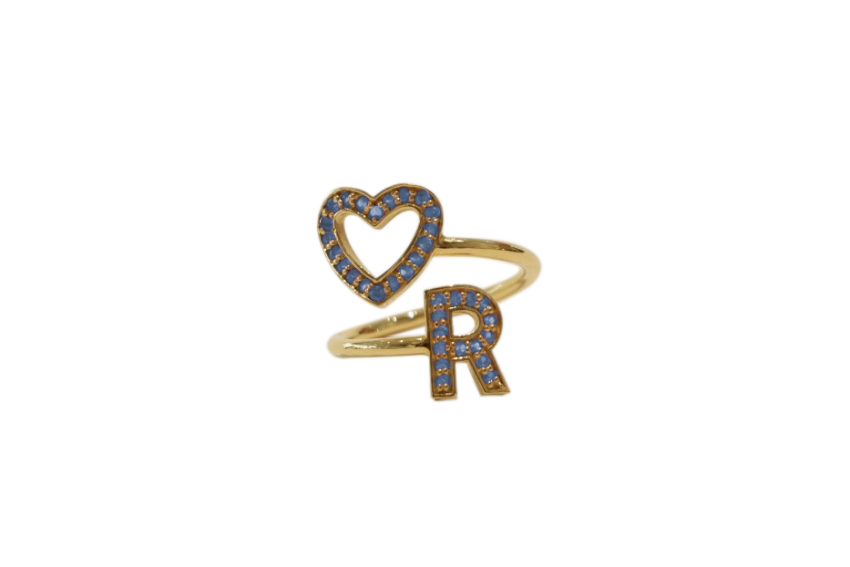 Anello Open Heart Silver 1G BLUE R