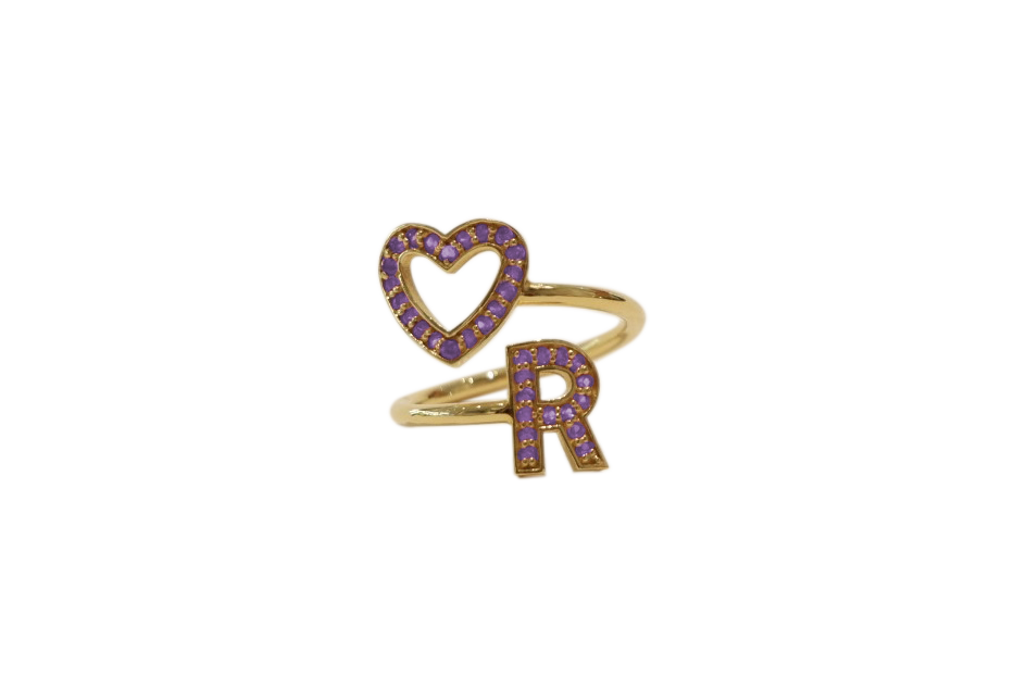 Anello Open Heart Silver 1G PURPLE R