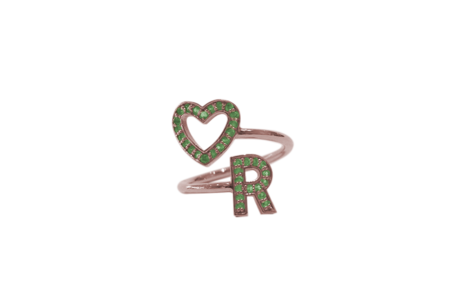 Anello Open Heart Silver 1R GREEN R