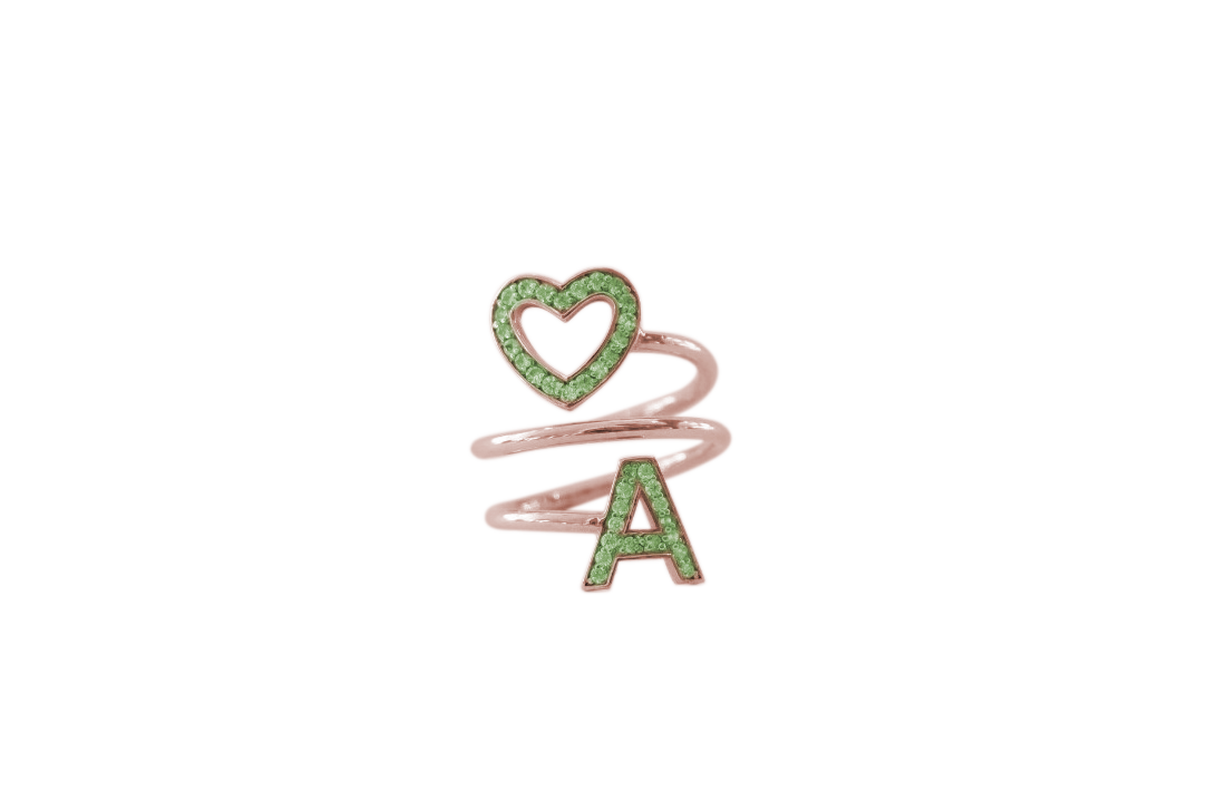 Anello Open Heart Silver 2R GREEN A