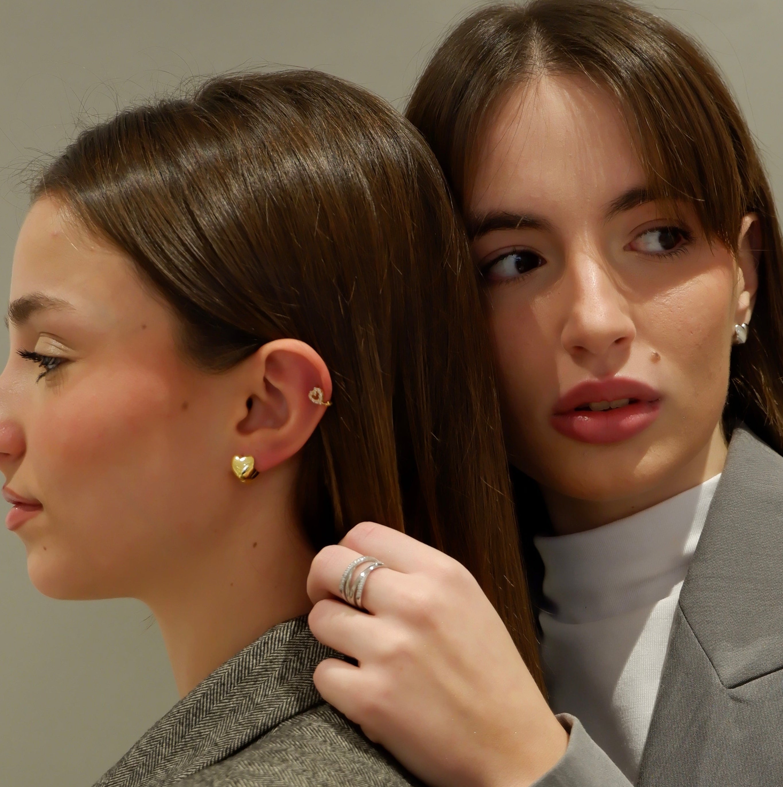 Heart earrings bold (argento giallo)