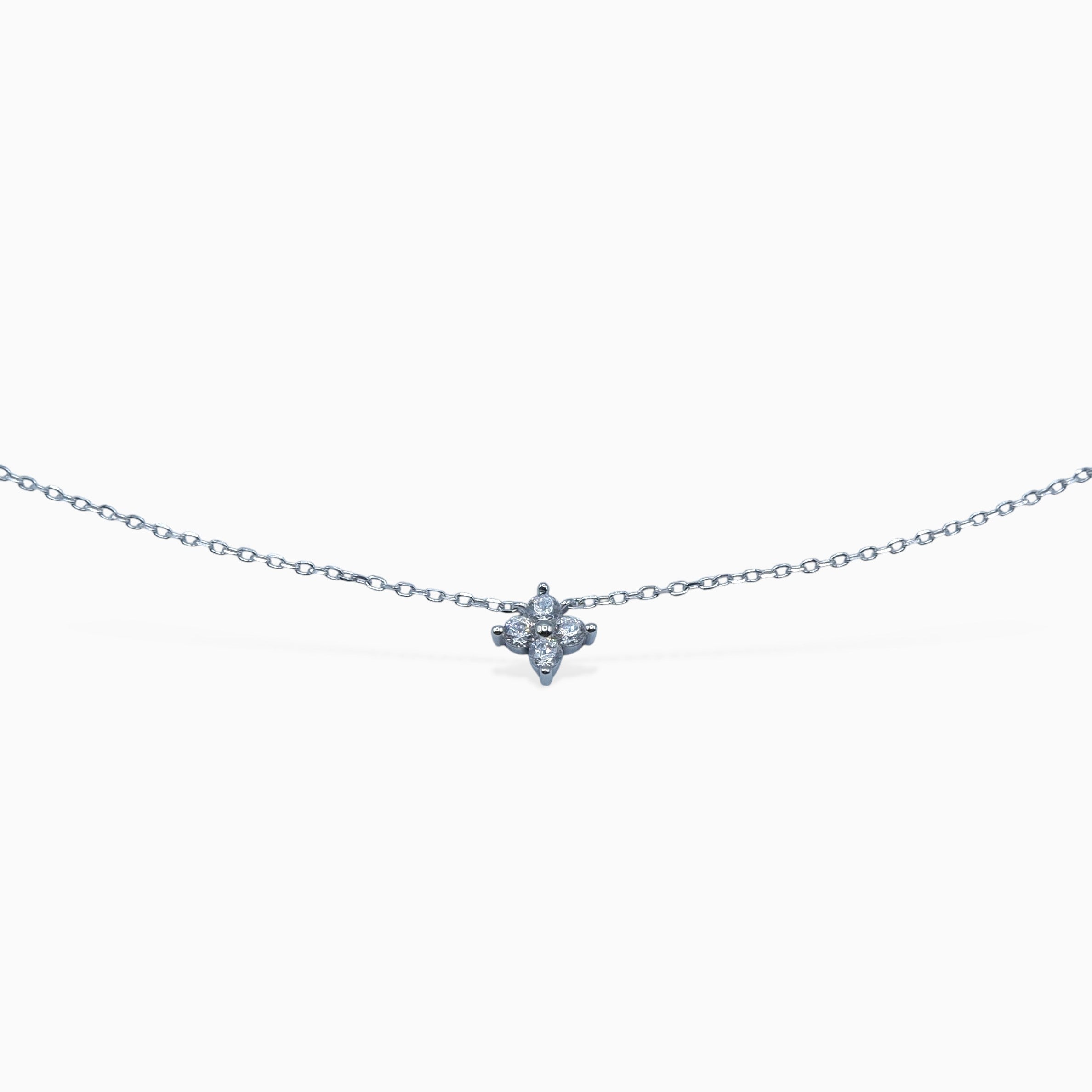 Collana fiore (argento bianco)