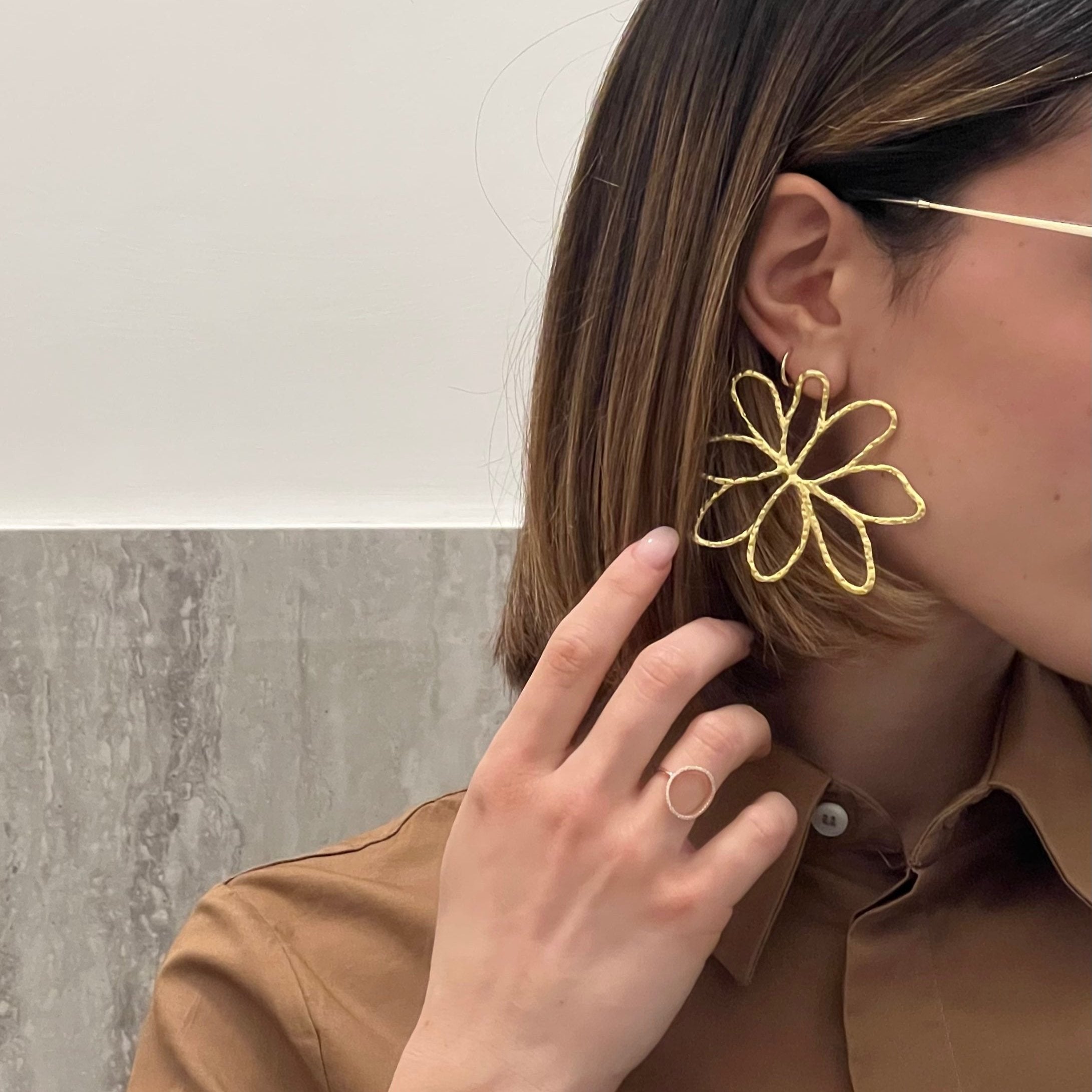 Flower earrings (argento giallo)