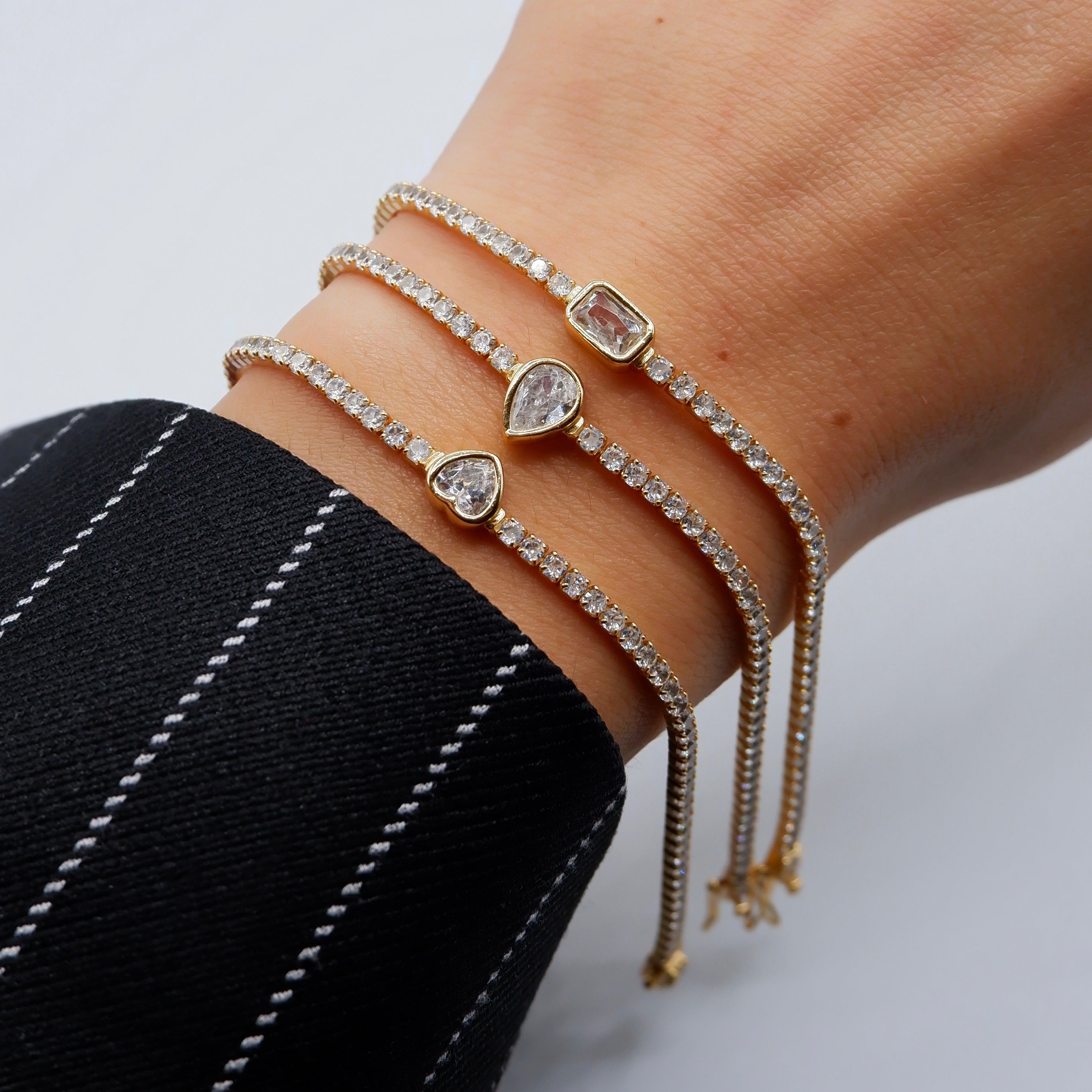 Bracciale tennis rettangolo (argento giallo)