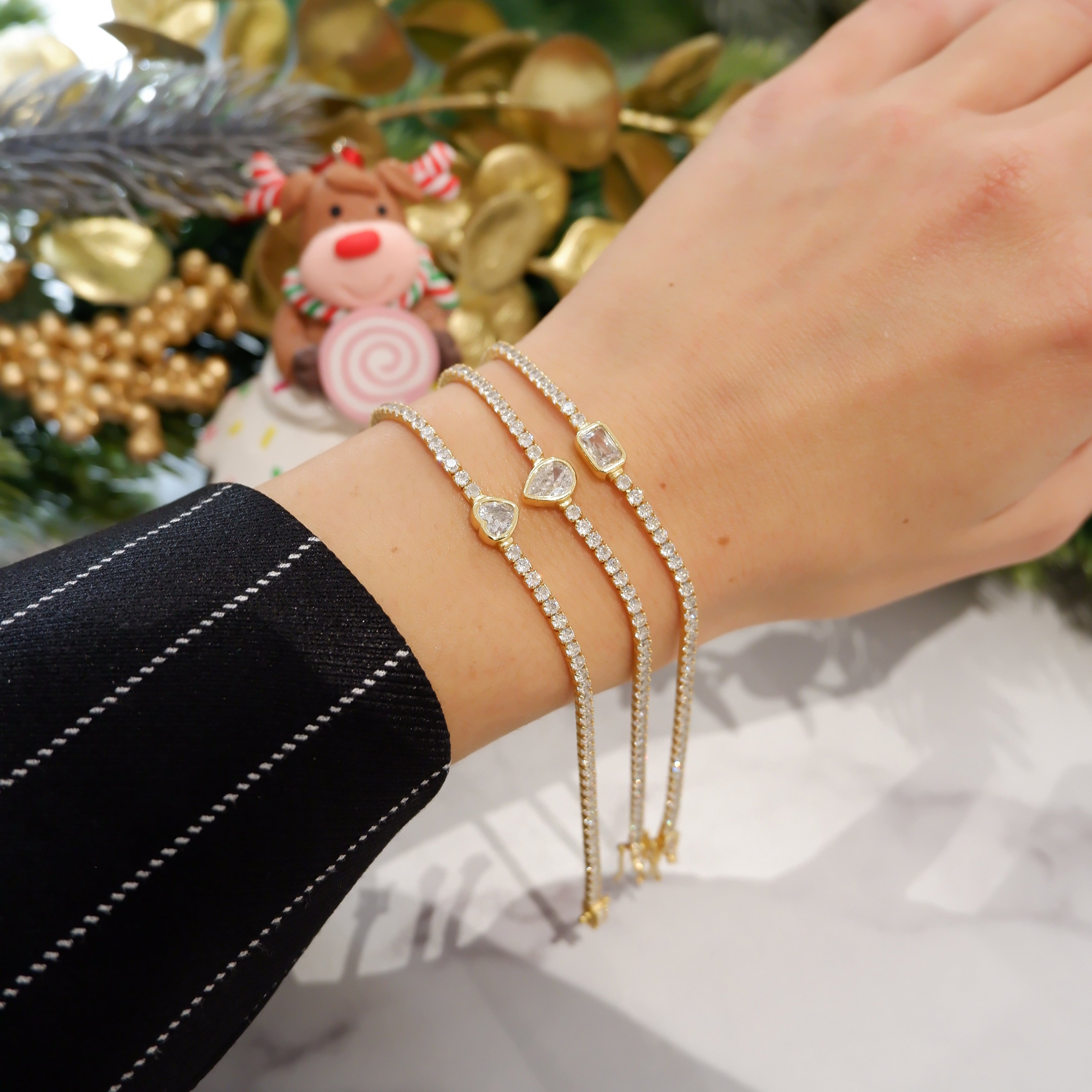 Bracciale tennis goccia (argento giallo)