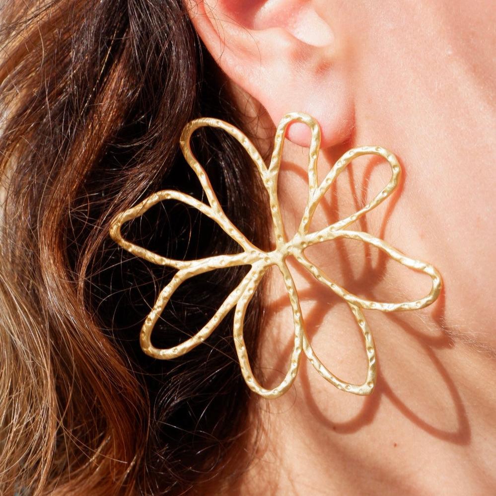 Flower earrings (argento giallo)
