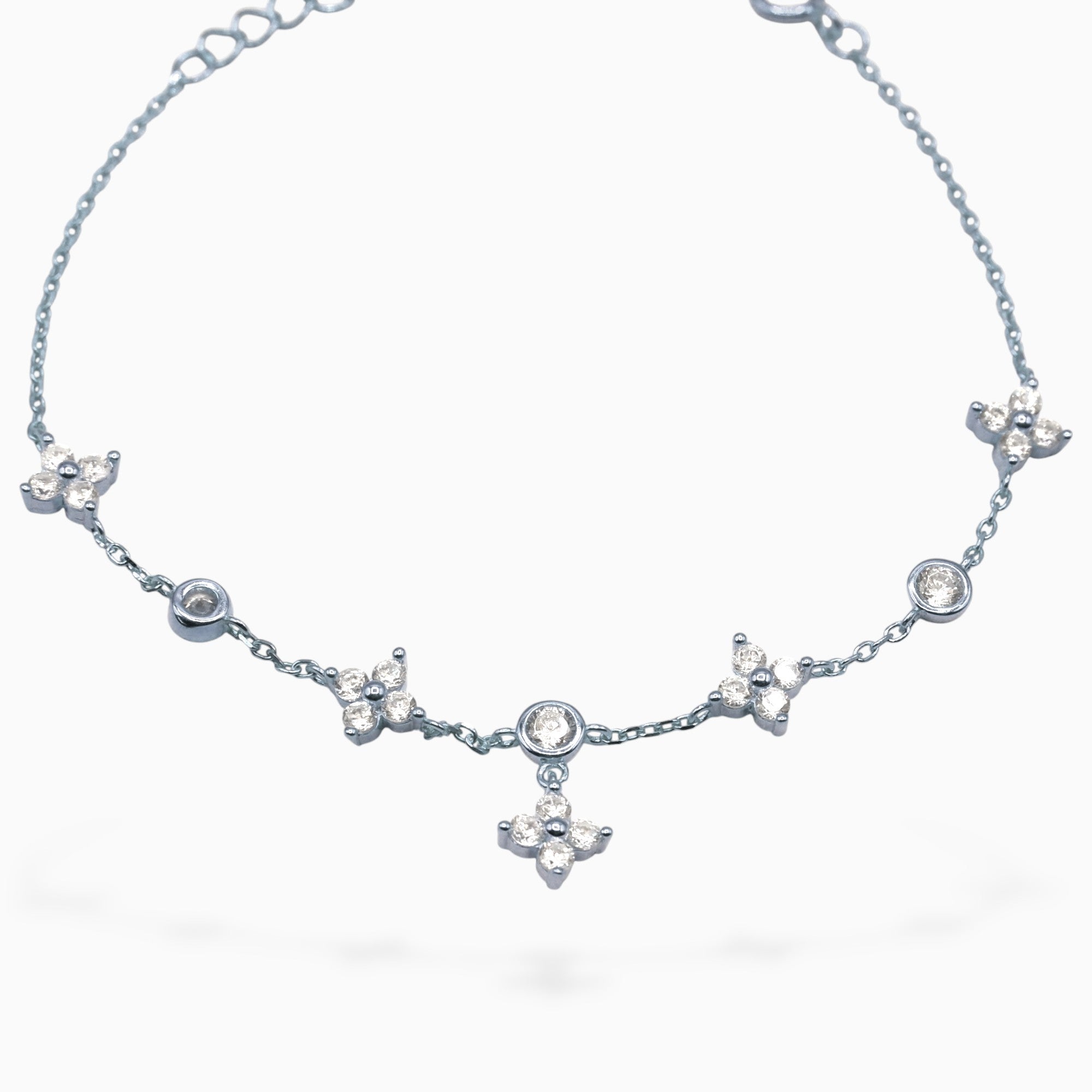 Bracciale margherita (argento bianco)