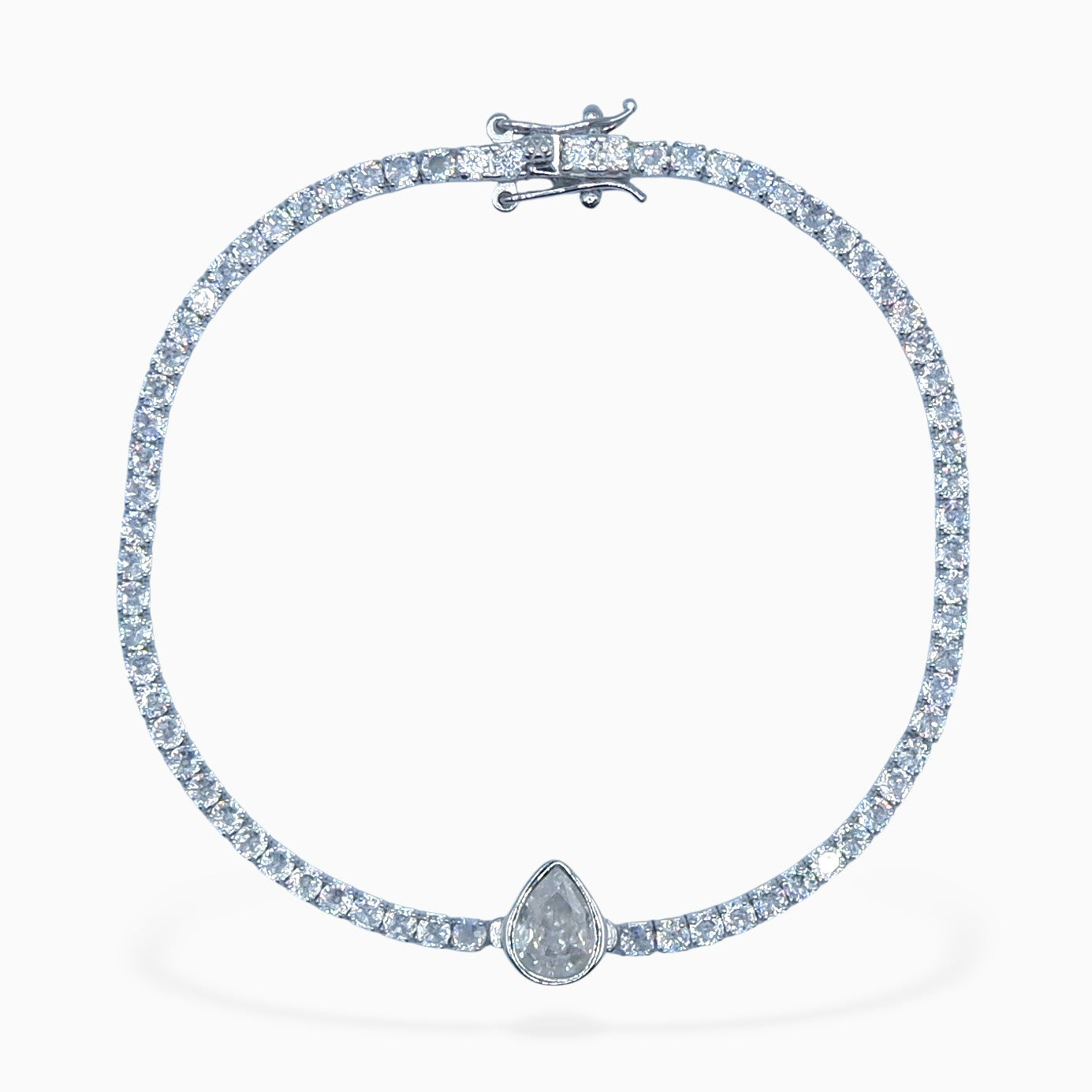 Bracciale tennis goccia (argento bianco)